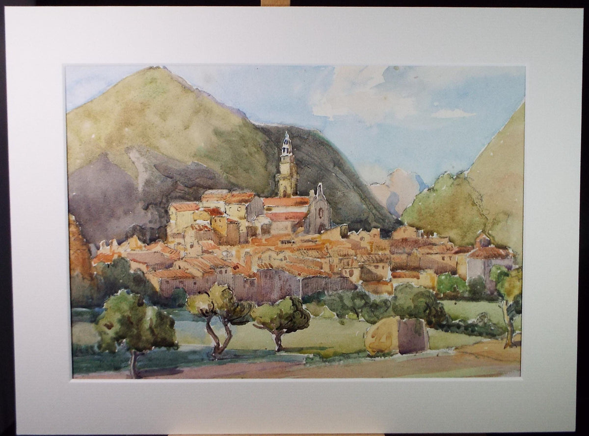 Original Watercolour, 'Corsica', Circa 1930's, Adeline Carrington