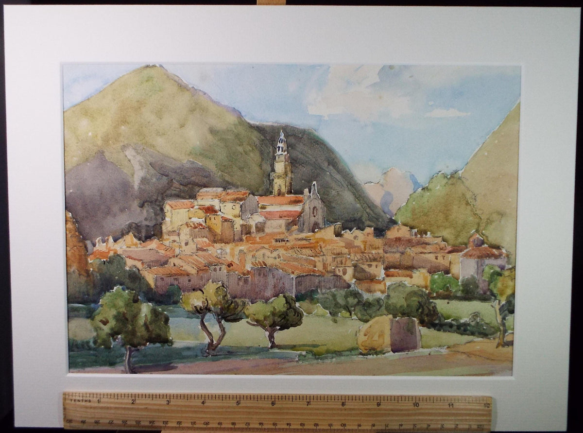 Original Watercolour, 'Corsica', Circa 1930's, Adeline Carrington