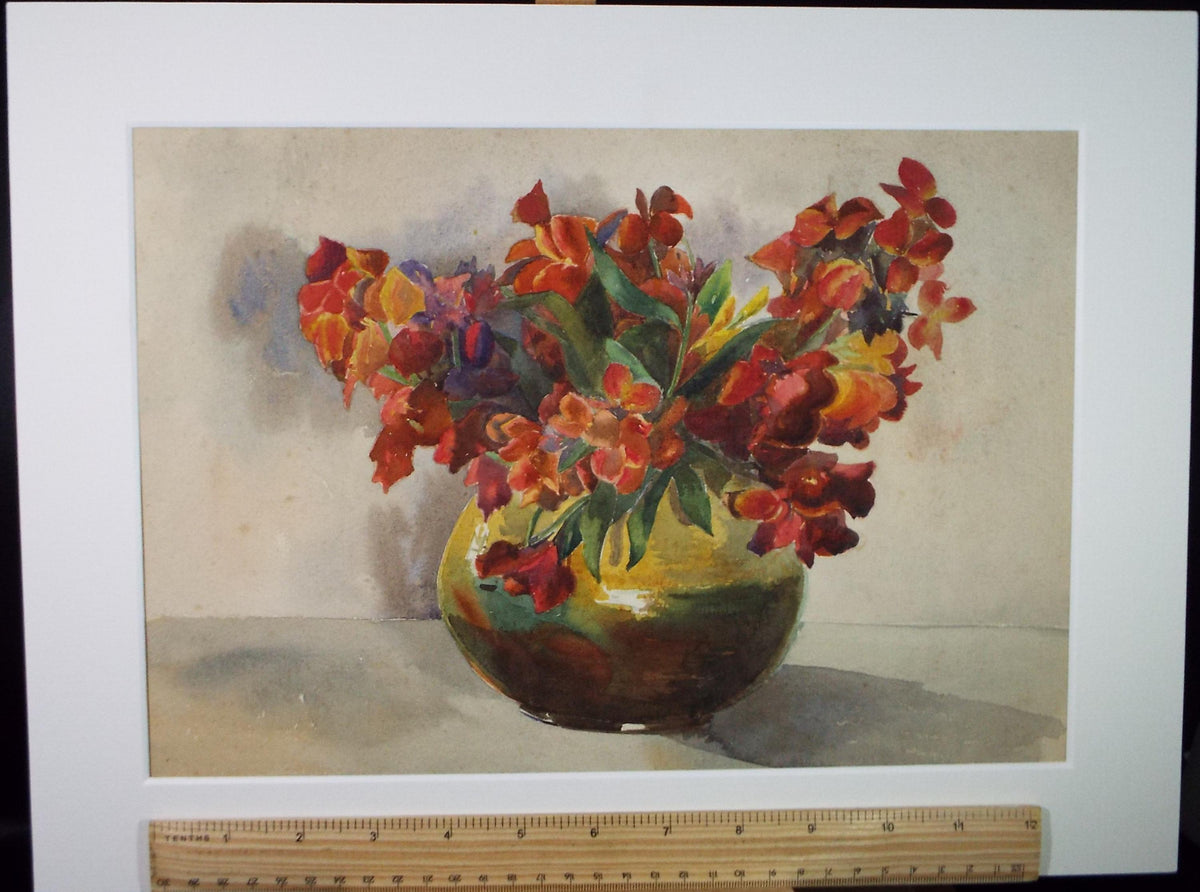 Original Watercolour, 'Still Life of Flowers', Circa 1950's , Unknown artist