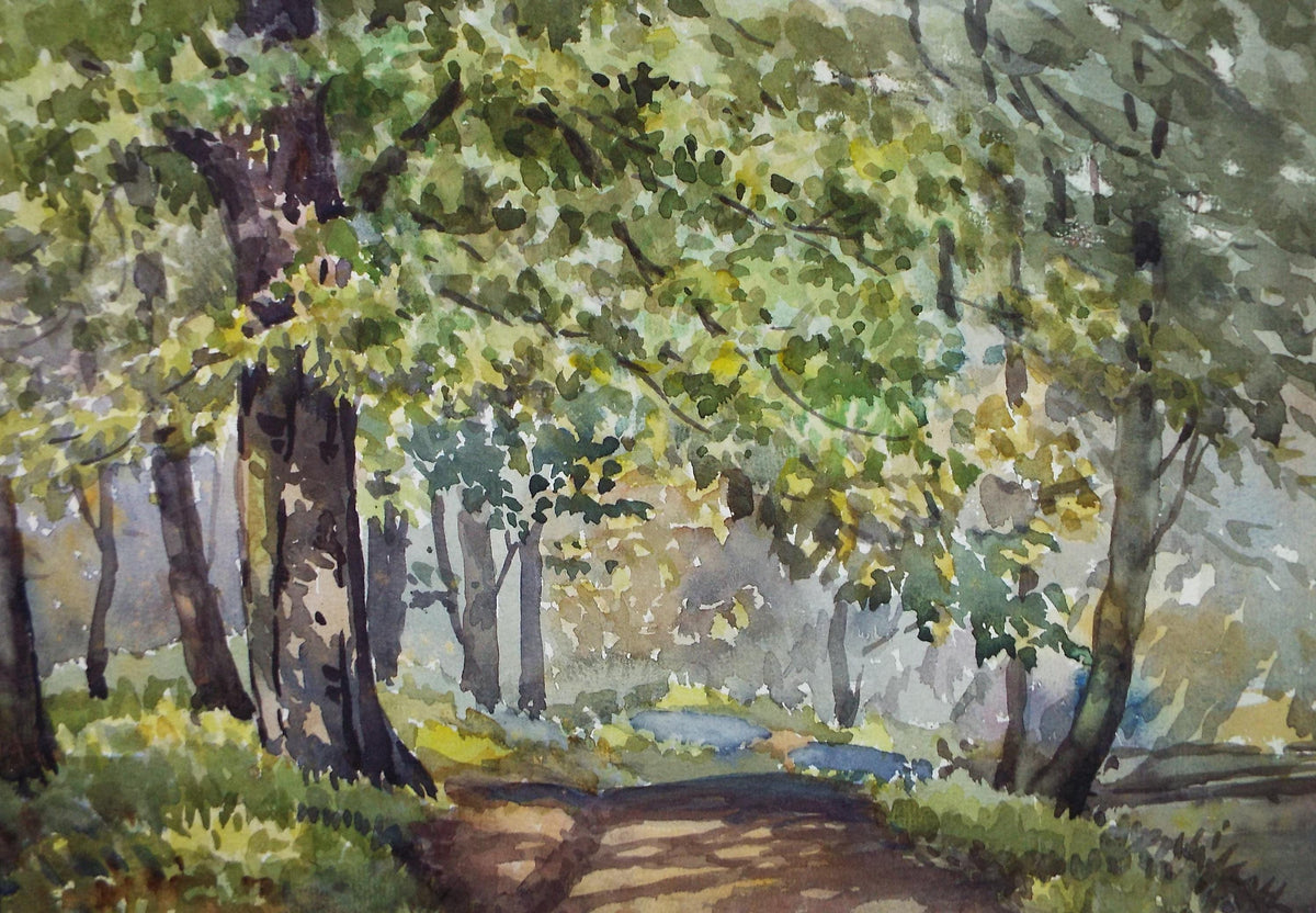 Original Watercolour 'A track through woodland', Circa 1960's, Richard A Siddall
