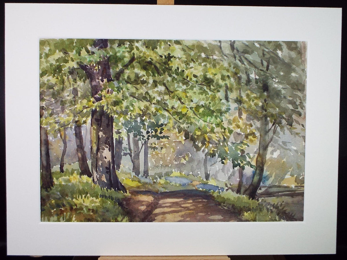 Original Watercolour 'A track through woodland', Circa 1960's, Richard A Siddall
