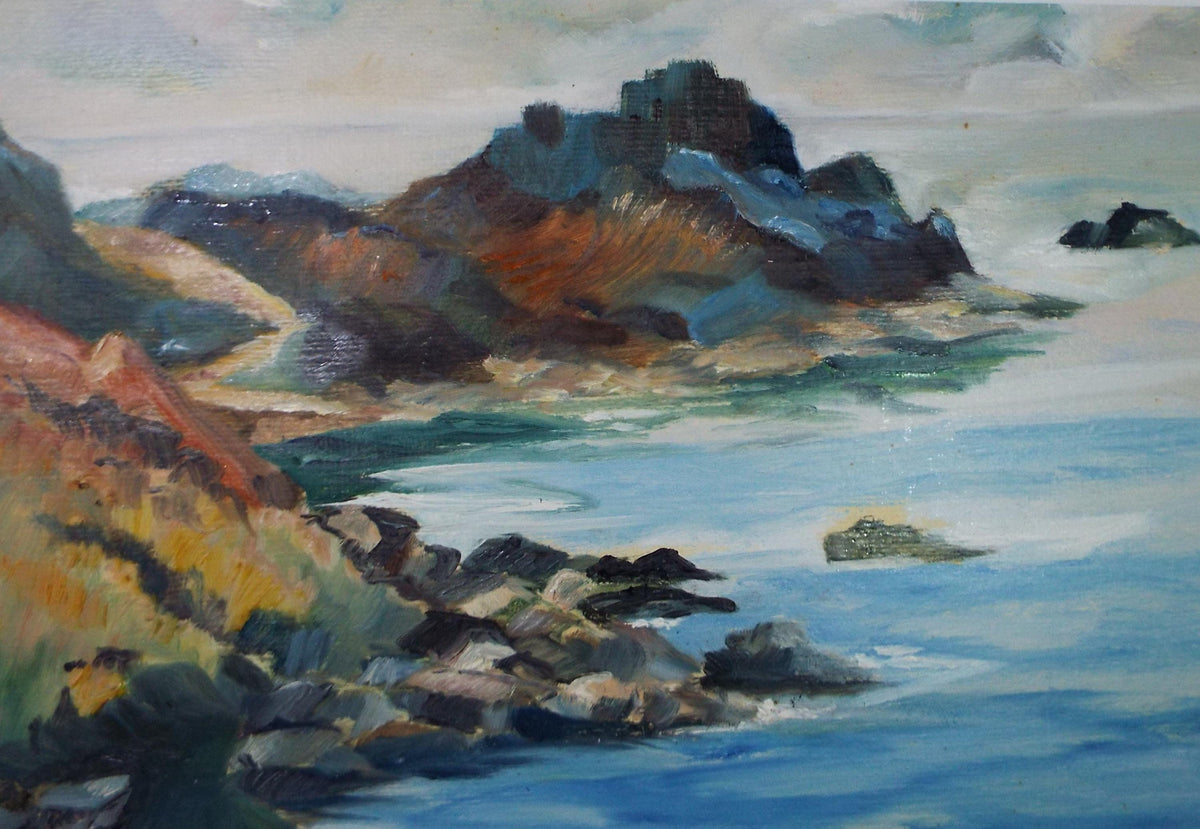 Original Acrylic on Paper, 'Rocky Coast', Circa 1980's