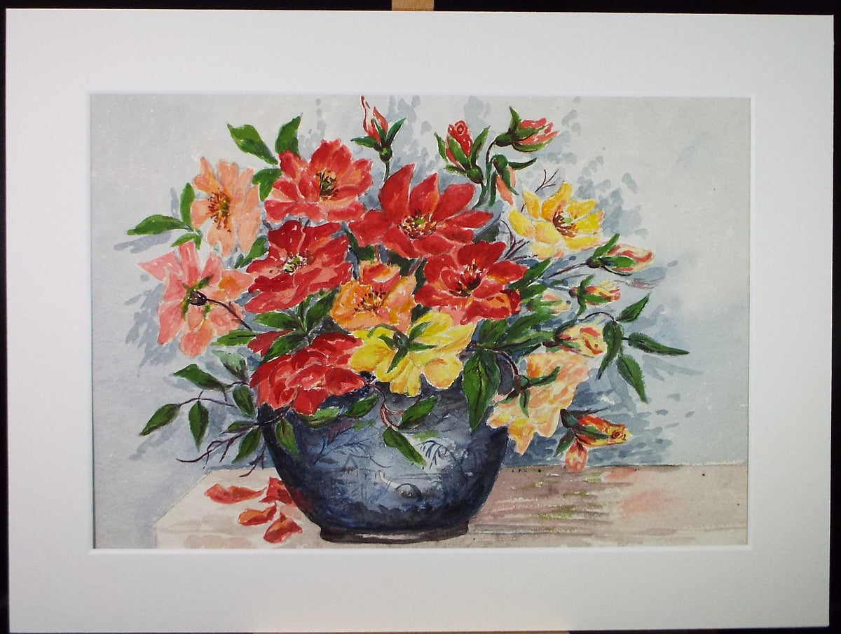 Original Watercolour, 'Still Life of Flowers', Circa 1960's , Unknown artist