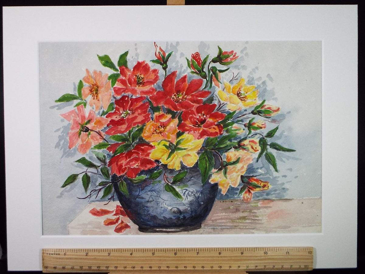 Original Watercolour, 'Still Life of Flowers', Circa 1960's , Unknown artist