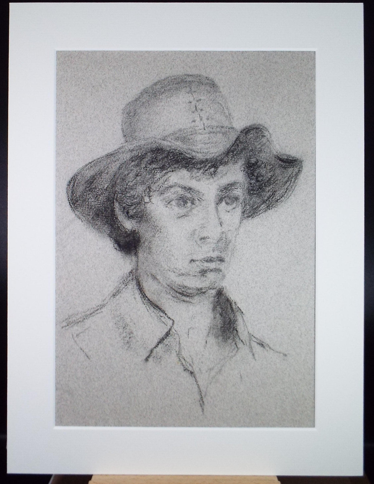 Original Pastel & Pencil,'Portrait of a Man in a hat', circa 1970's, Unknown artist