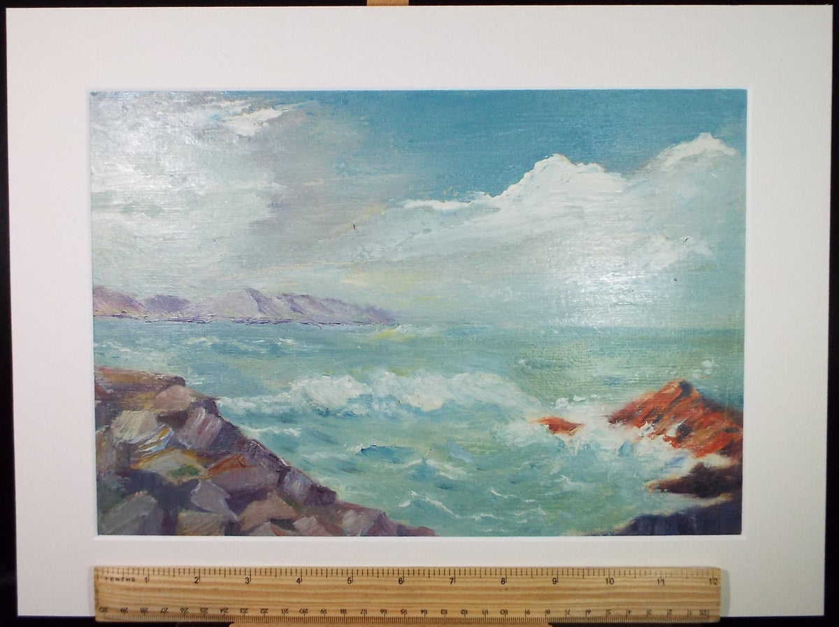 Original Acrylic on Paper, 'Rocky Coast', Circa 1980's