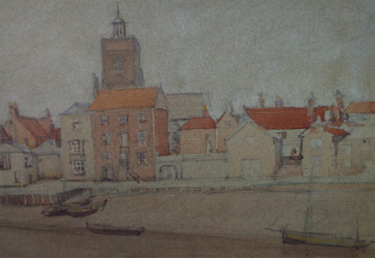 Original Watercolour, 'Town Quay', Circa 1920's, Lawrence Walker (1877-1967)