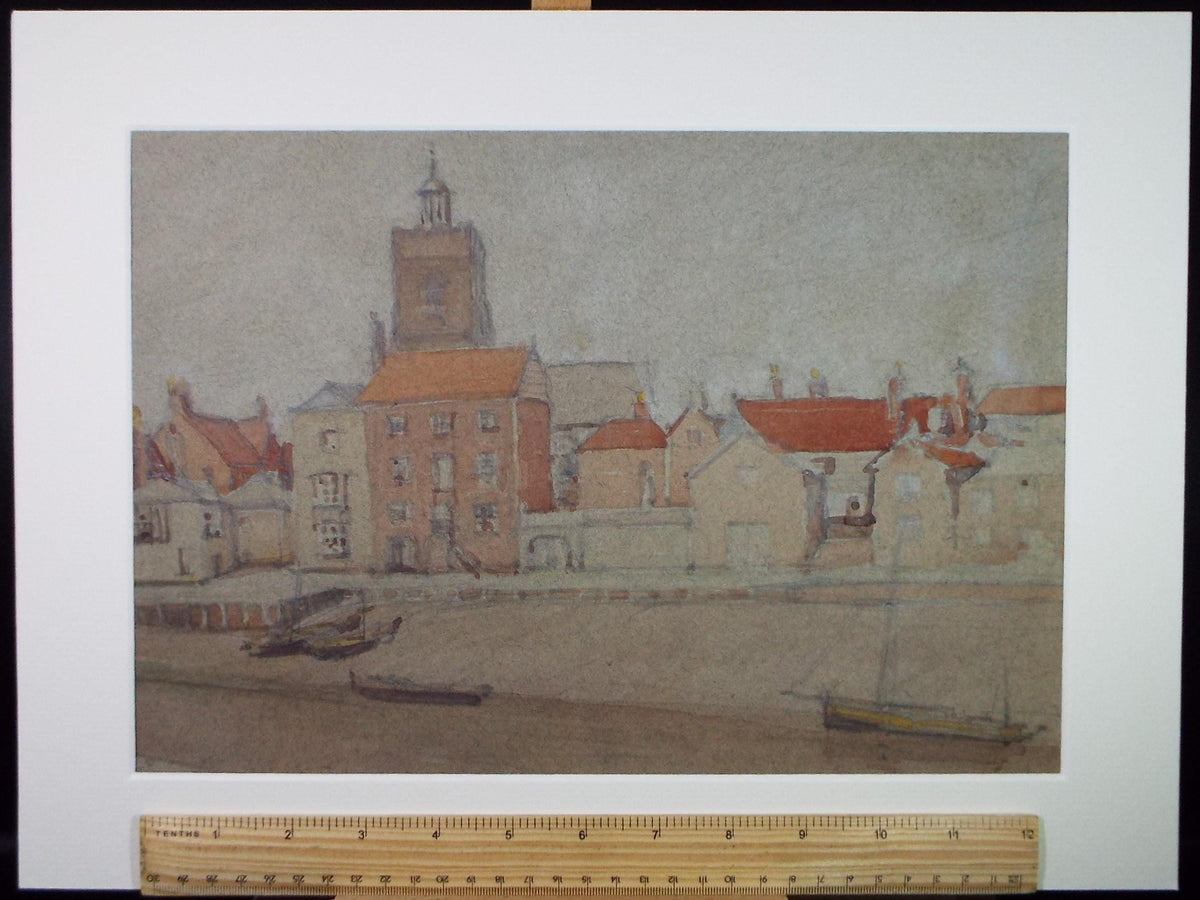 Original Watercolour, 'Town Quay', Circa 1920's, Lawrence Walker (1877-1967)
