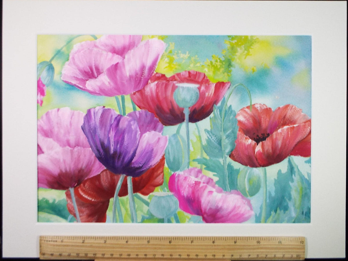 Original Watercolour, 'Poppies', Circa 1990's, Dorothea Travers-Smith