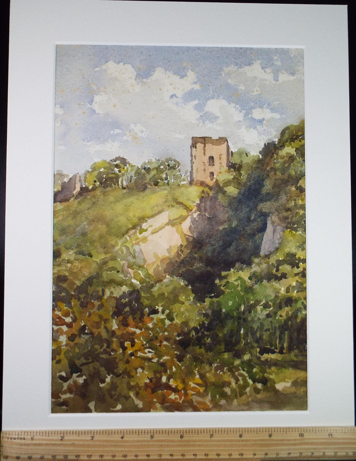 Original Watercolour 'Tower on the Hill', Circa 1950's, Richard A Siddall