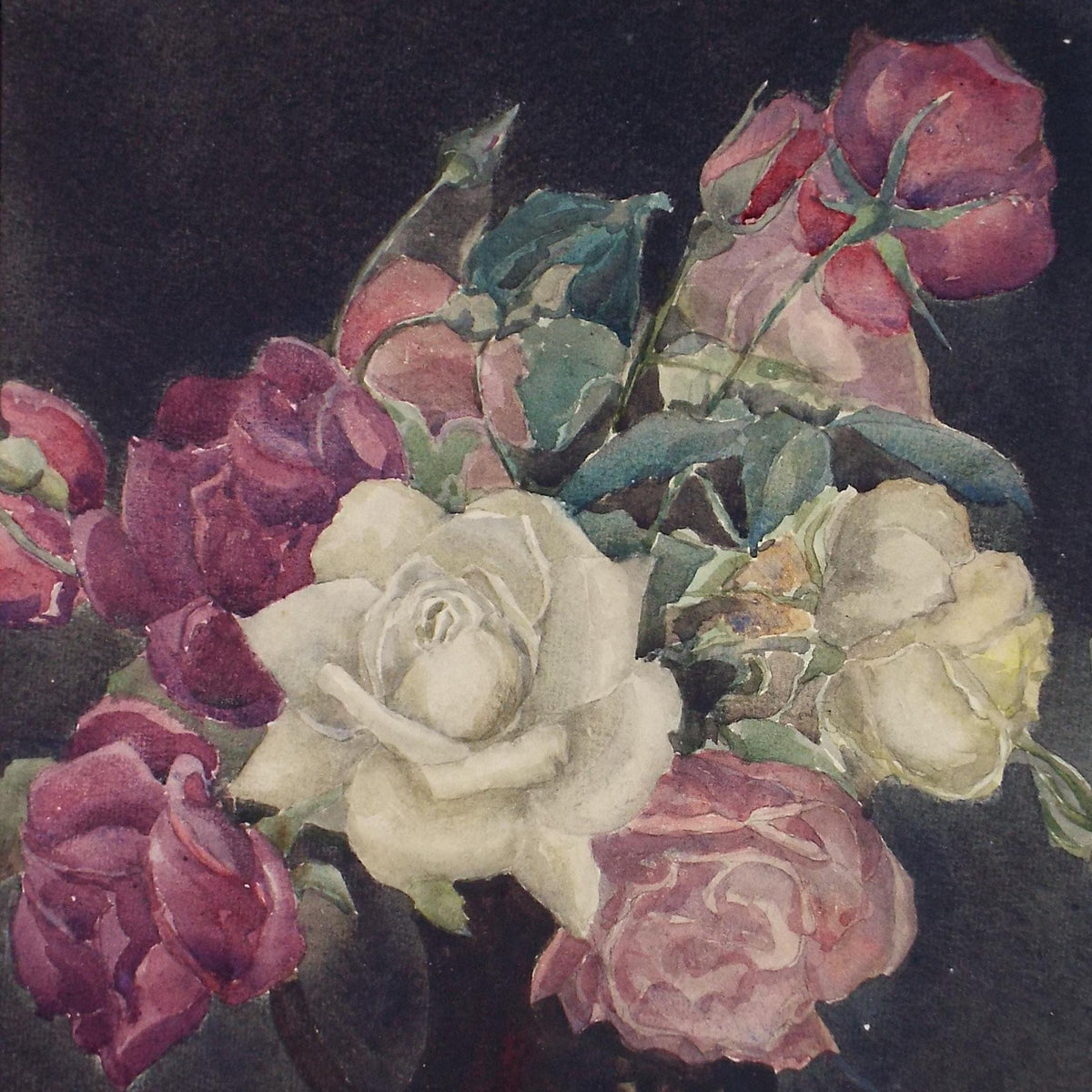 Original Watercolour 'Still life of roses', Unknown Artist, circa 1910