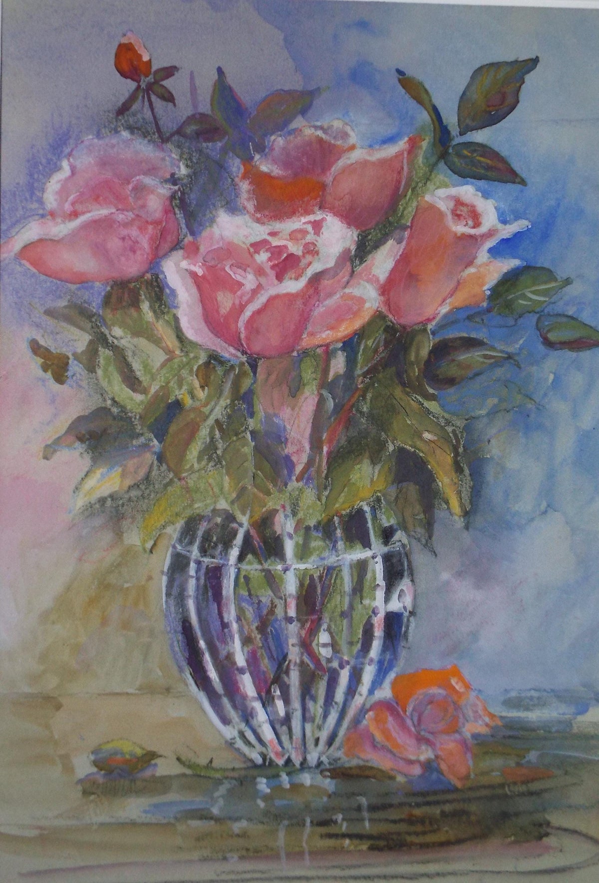 Original Watercolour 'Still life of roses', Unknown Artist, circa 1980's
