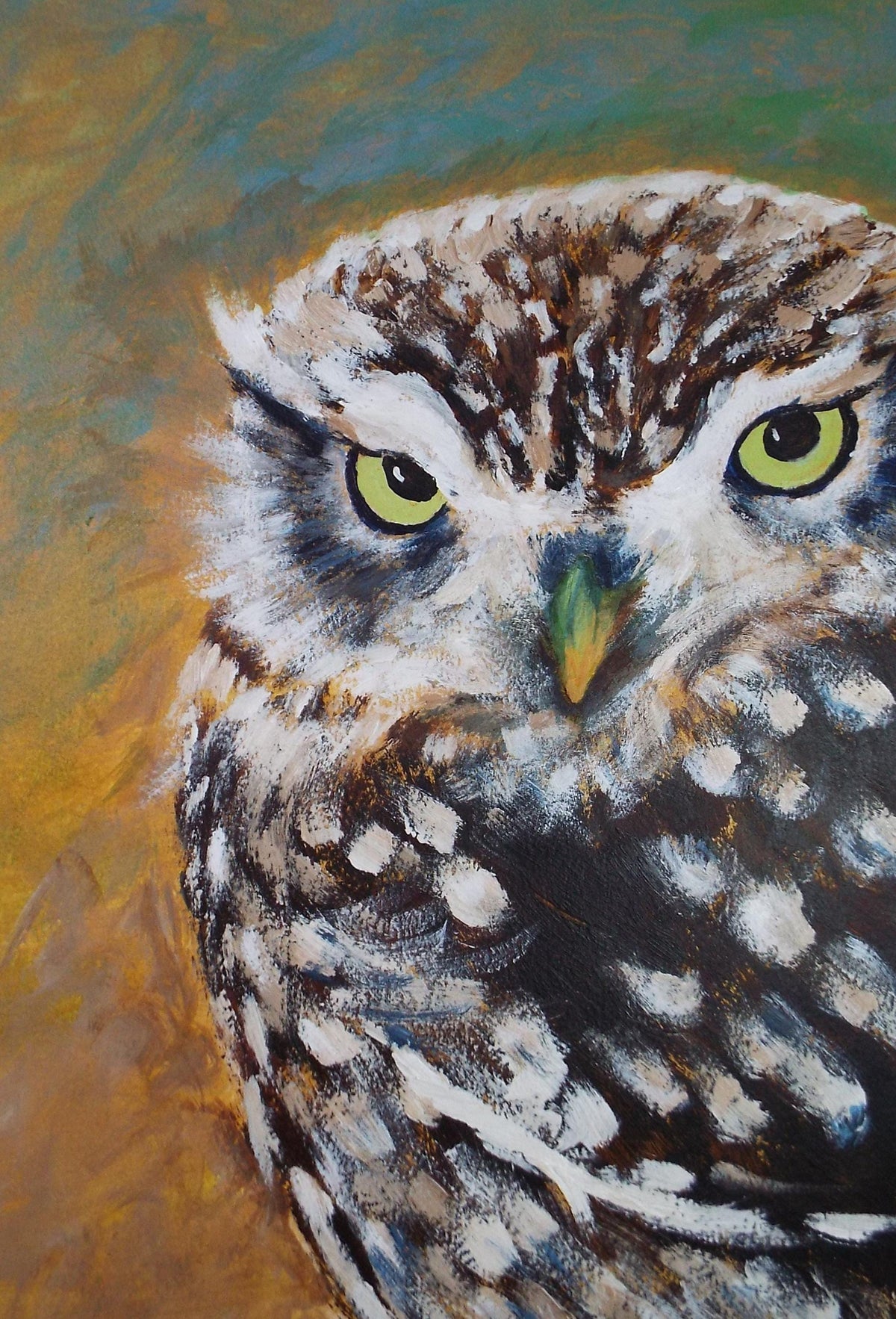 Original acrylic painting , 'Owl', Circa 1980's, Artist unknown