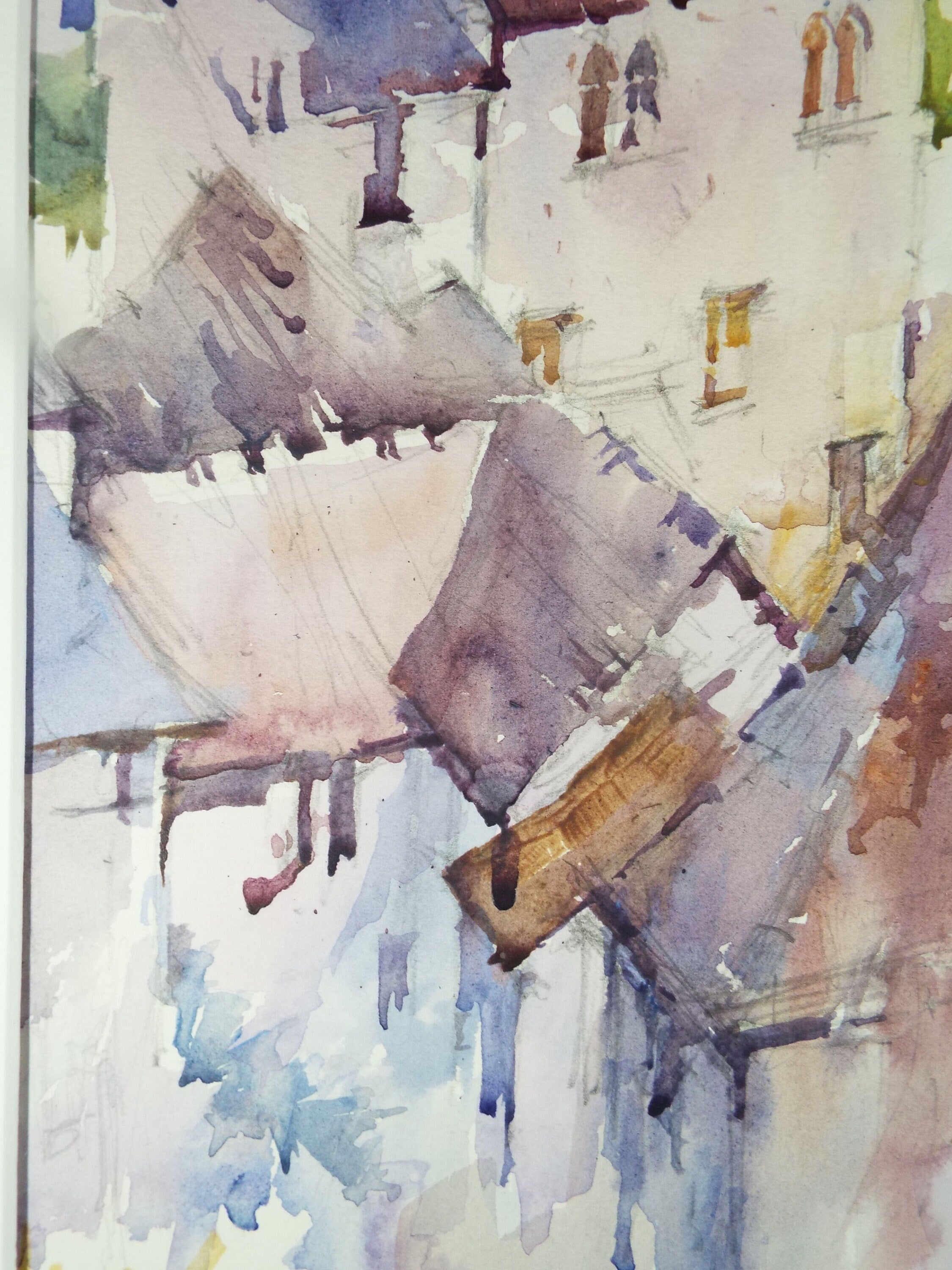 Michael Cadman RI ARCA (1920-2012) 1991 'Italian Mountain Village'- Original Watercolour on Paper, Double Mounted ready for framing