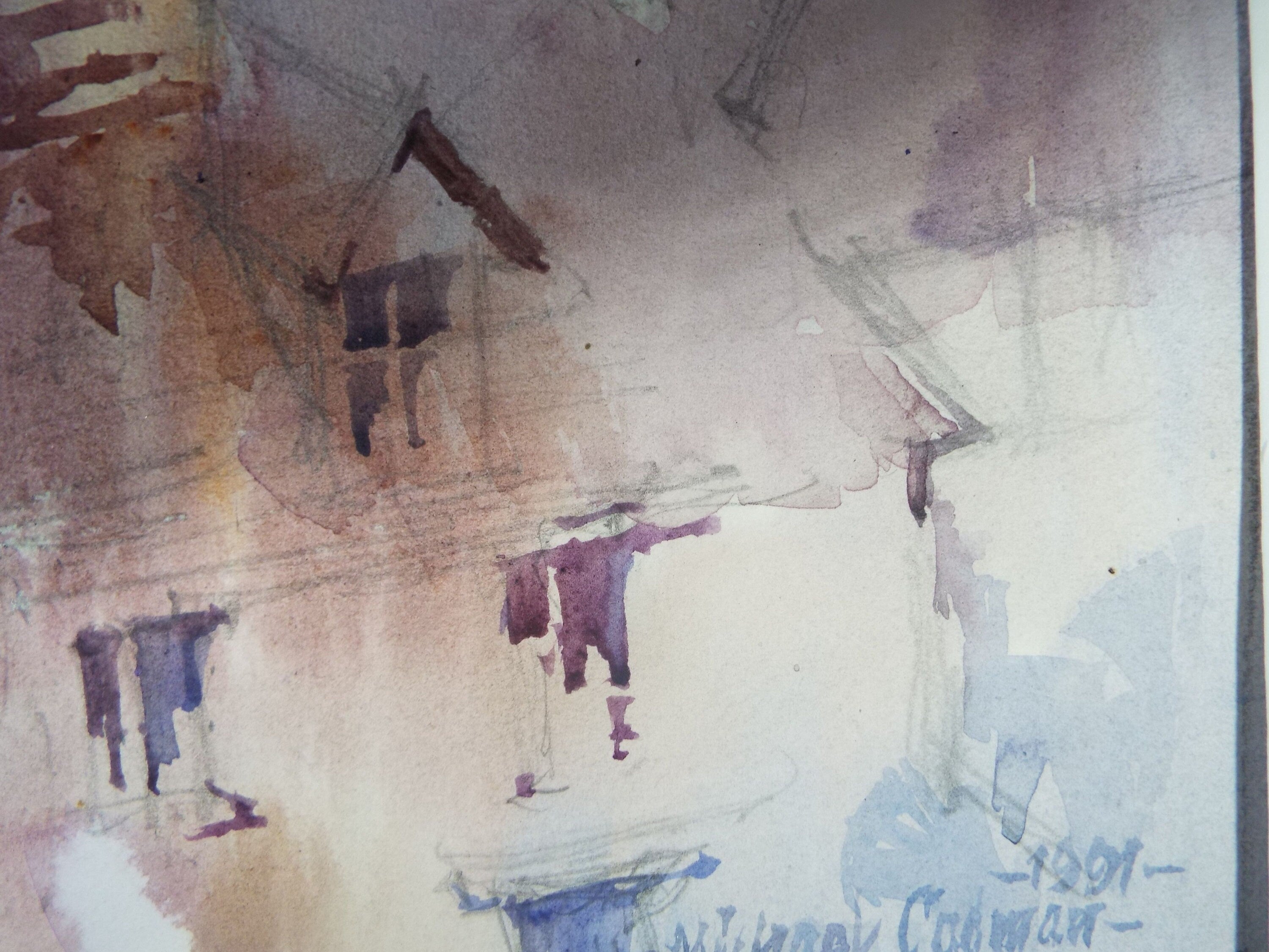 Michael Cadman RI ARCA (1920-2012) 1991 'Italian Mountain Village'- Original Watercolour on Paper, Double Mounted ready for framing