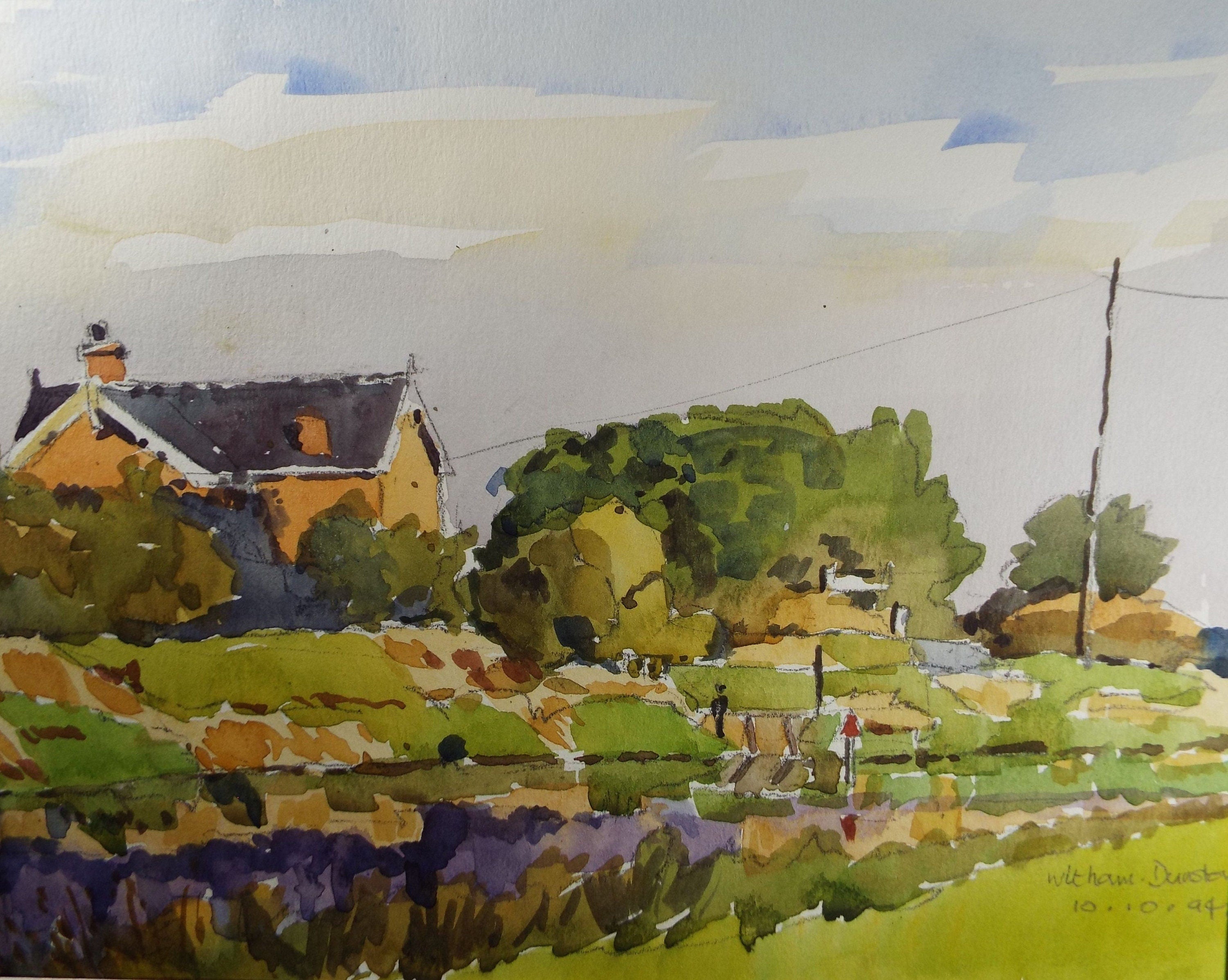 Terry Shelbourne (1930-2020), British, 'Whitam Dunston, Lincolnshire' - Original Watercolour on Paper, Double Mounted ready for framing