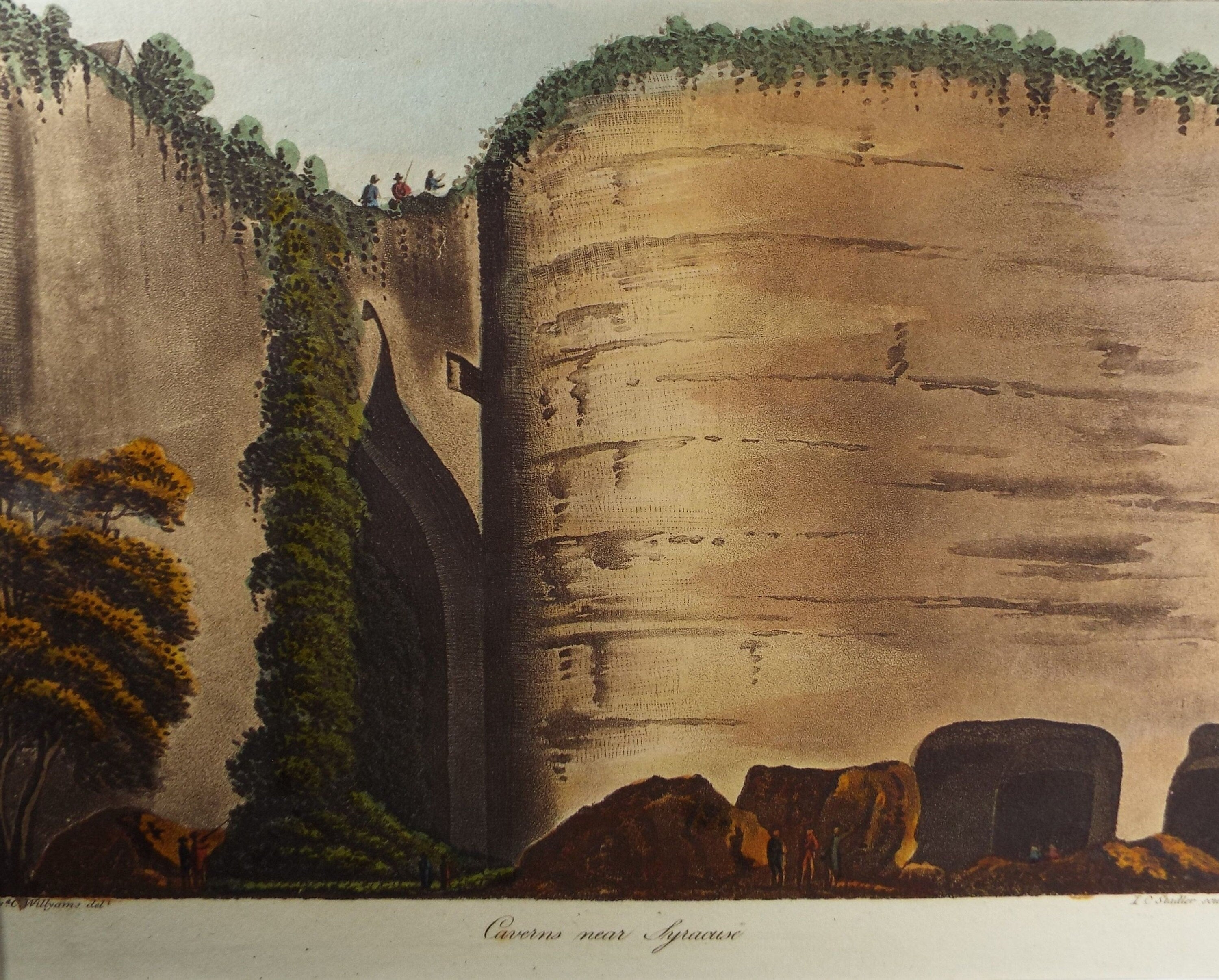 Original Aquatint, Rev. Cooper Williams & J. C. Stadler, 1798 - 'Caverns near Syracuse' from 'A Voyage up the Mediterranean'