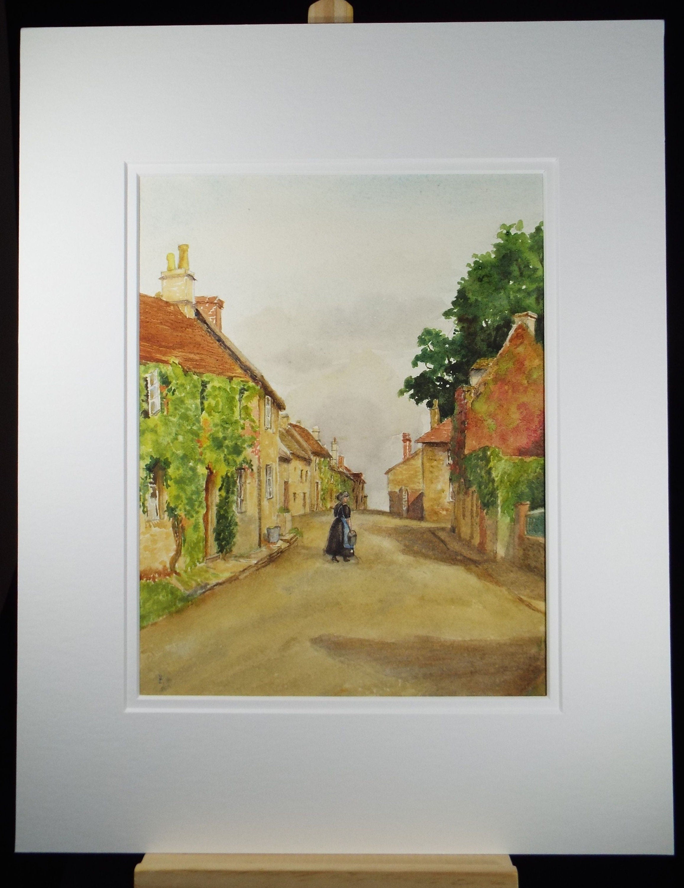 Original Watercolour, 'Sussex Village' -  Possibly Singleton, 1925, M.E. Hays
