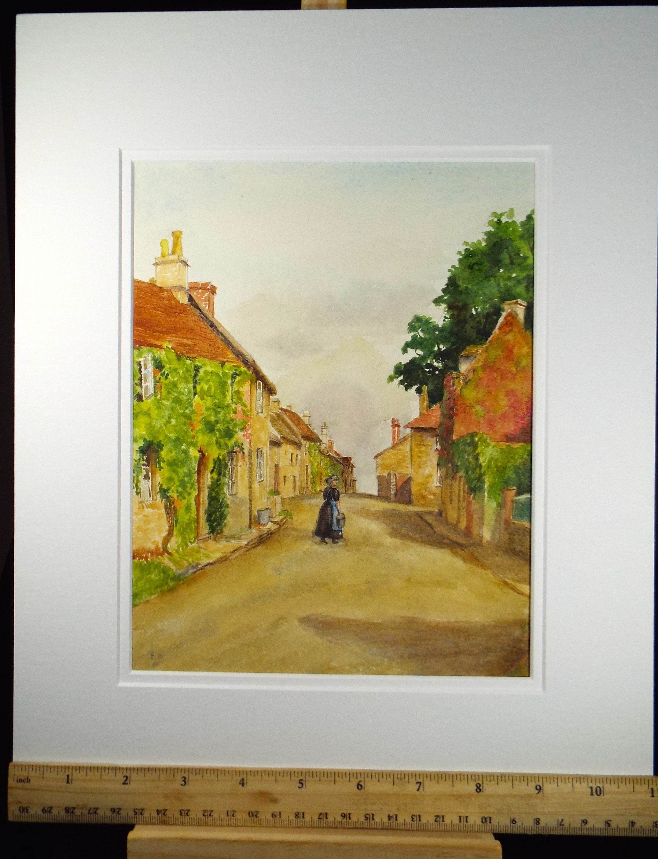 Original Watercolour, 'Sussex Village' -  Possibly Singleton, 1925, M.E. Hays