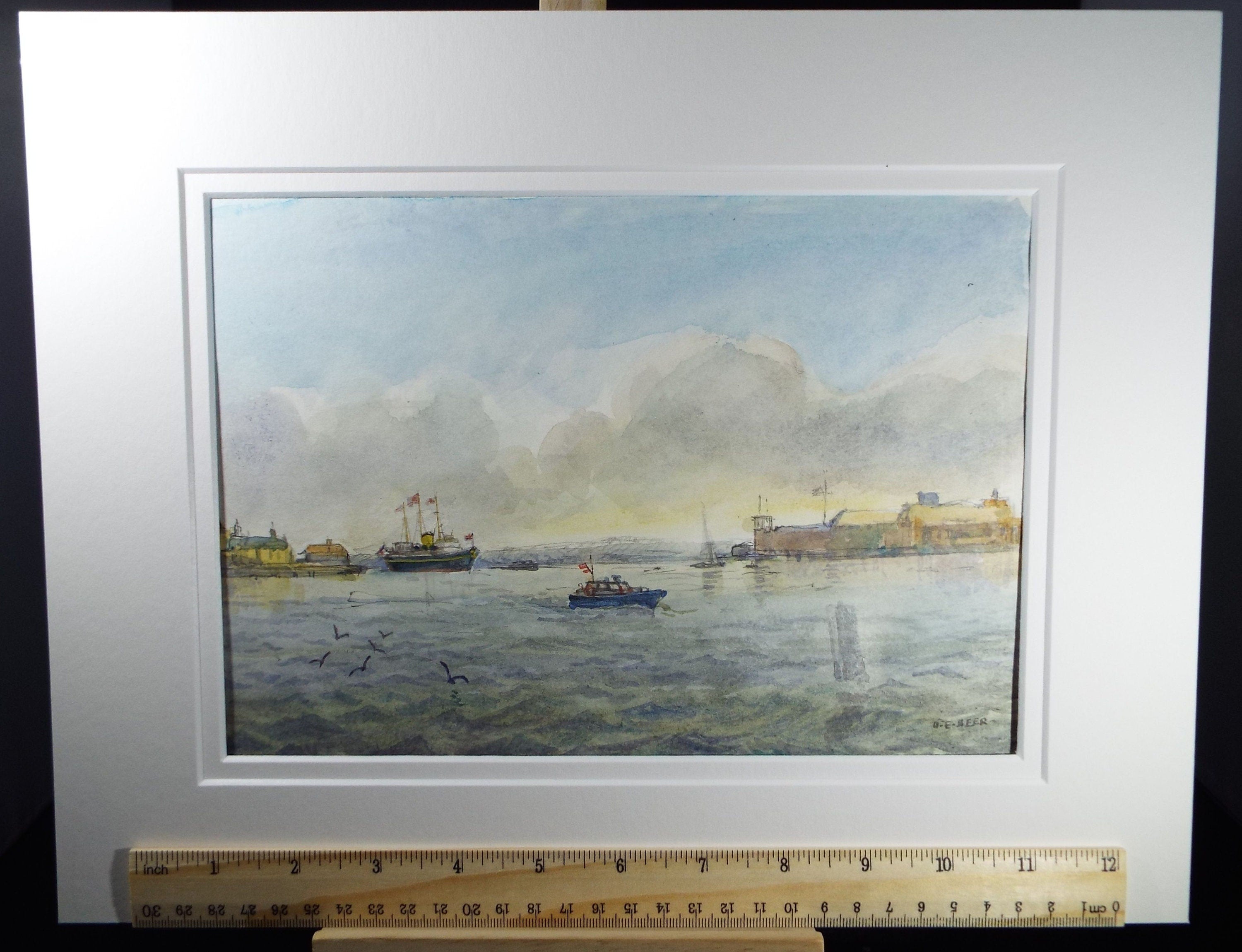 Original Watercolour, 'Britannia Entering Portsmouth', 1998 David Beer b.1936