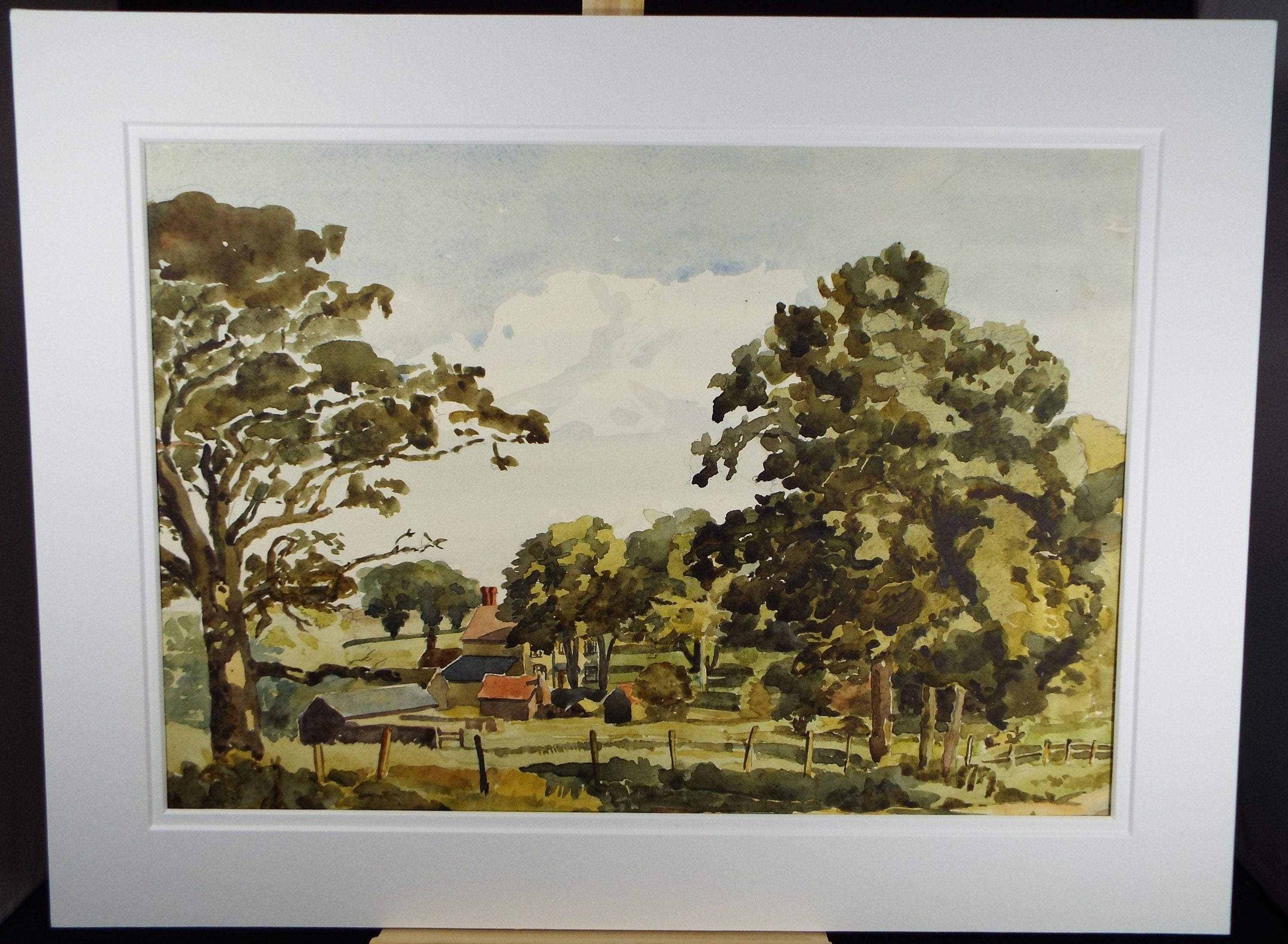 Original Watercolour, 'Farmhouse in a Green Landscape', Circa 1940's, Charles Frederick Way (1906-1981)