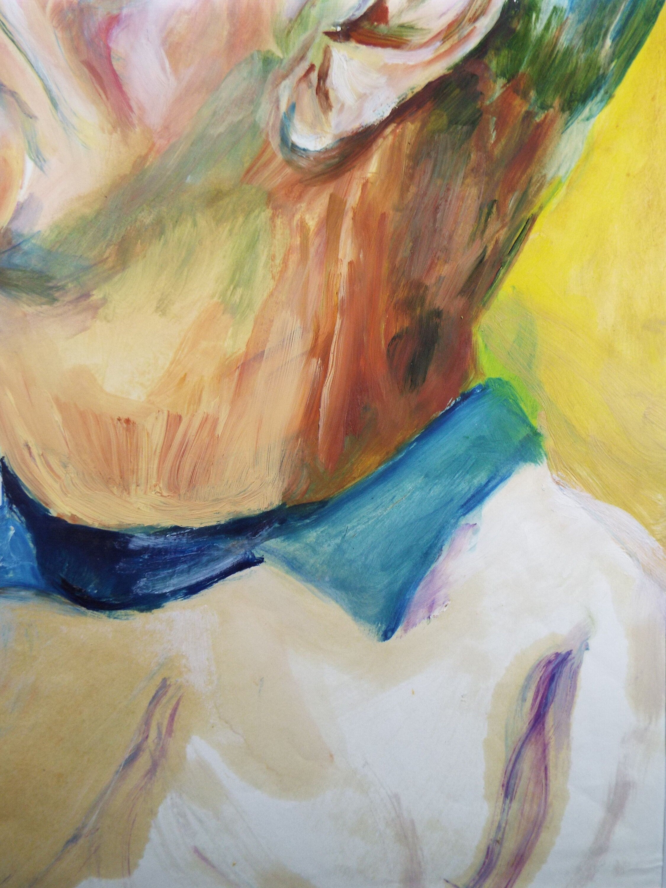 Original Watercolour & Gouache, 'Male Figure facing Left',c1990's, Artist Unknown