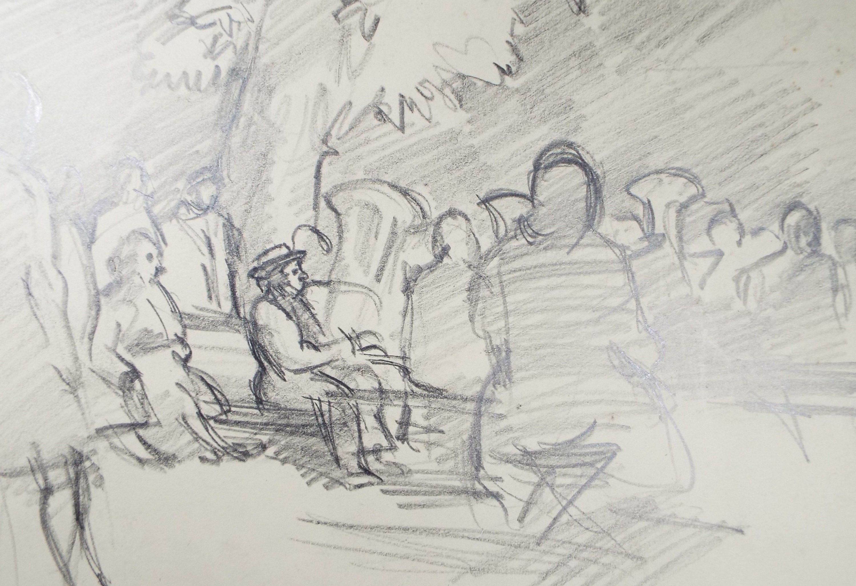 Original Pencil Drawing, 'Brass Band, Austria', Dated 1956, Douglas Pittuck (1911-1993)