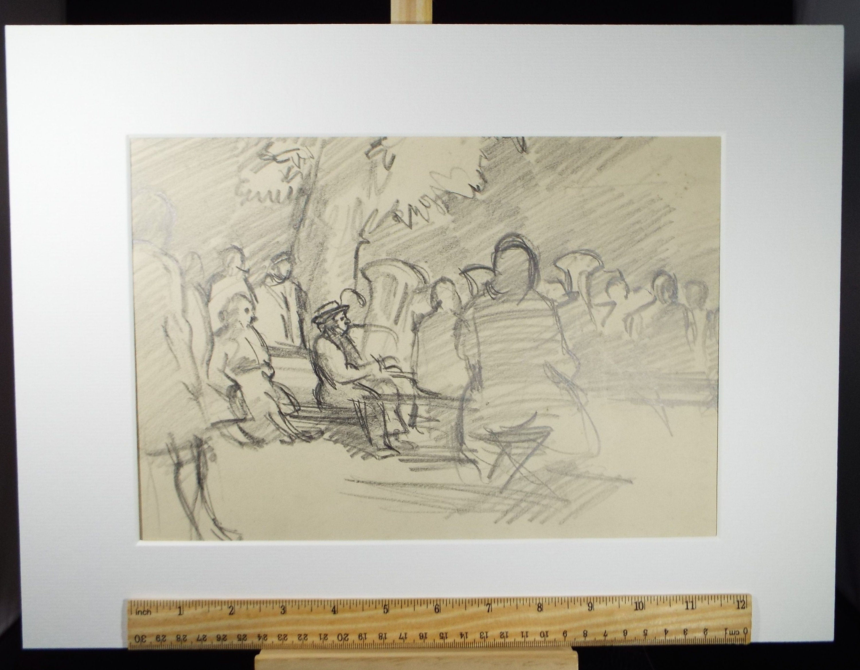 Original Pencil Drawing, 'Brass Band, Austria', Dated 1956, Douglas Pittuck (1911-1993)