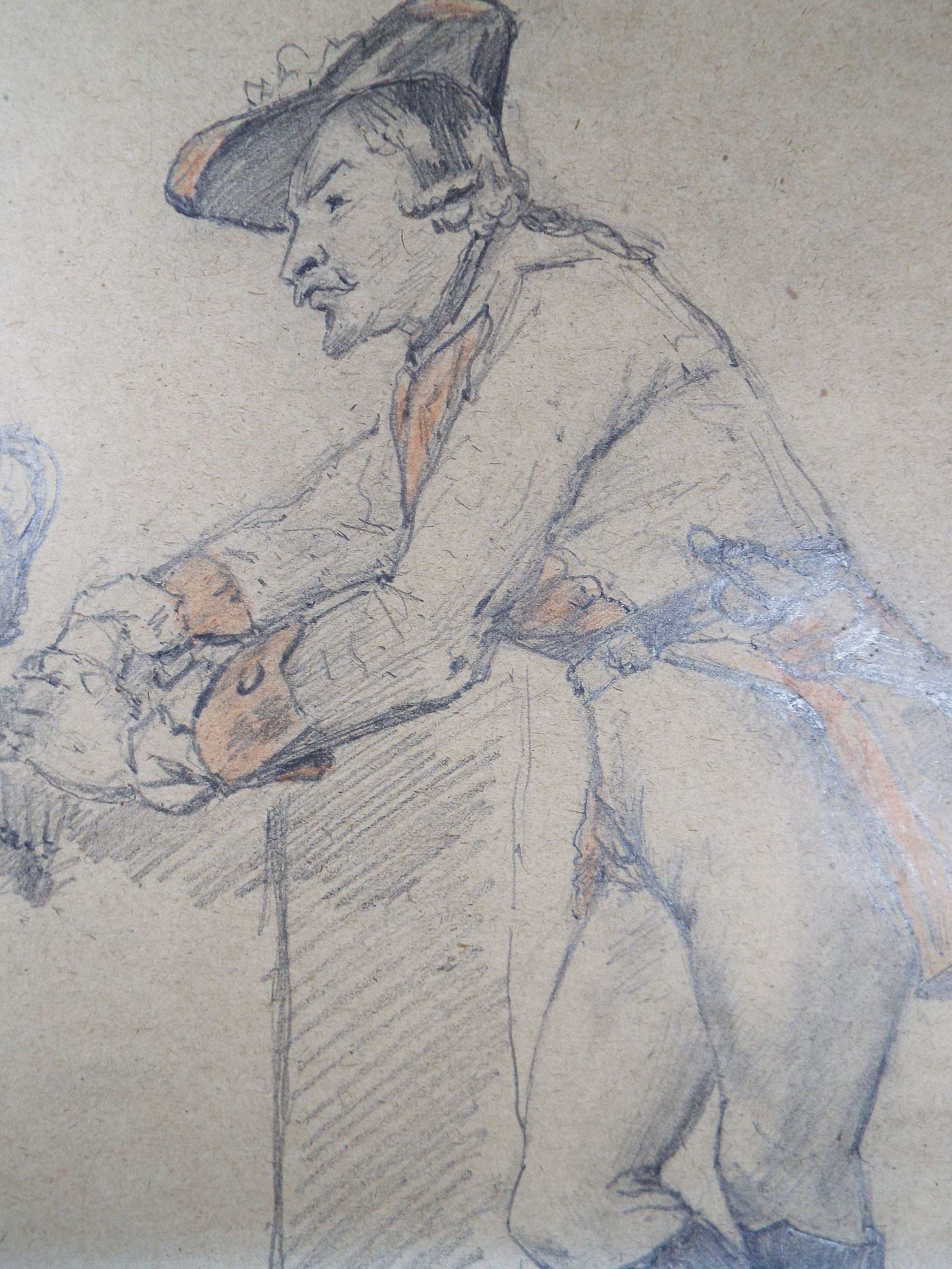 Original Pencil Drawing, 'Military Figure', Circa 1883, Artist Unknown