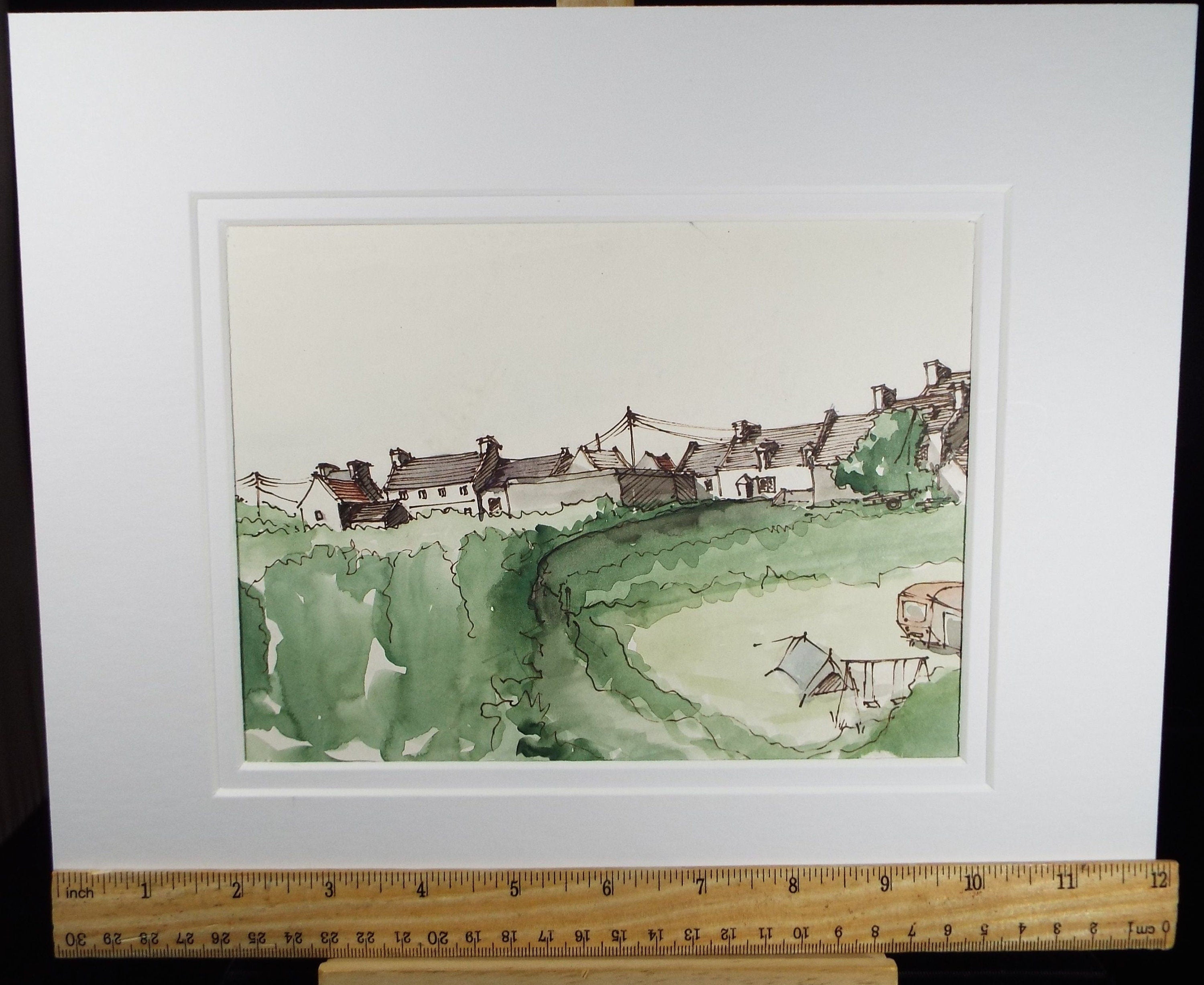 Original Watercolour, 'French Landscape',indistinctly signed, dated 1982