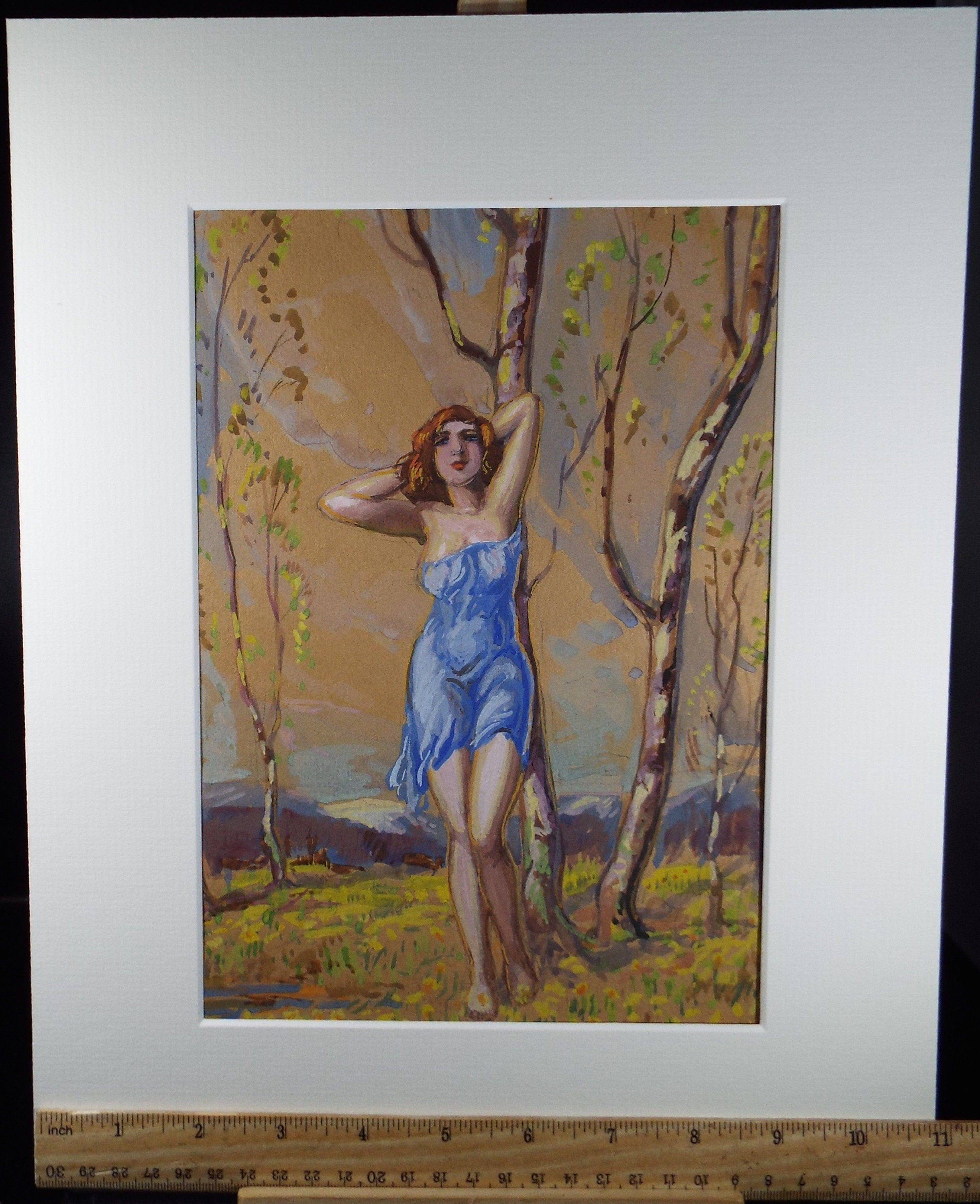 Original Watercolour,  'Woman in the Woods', Dated 1931, signed Dick Yeadon