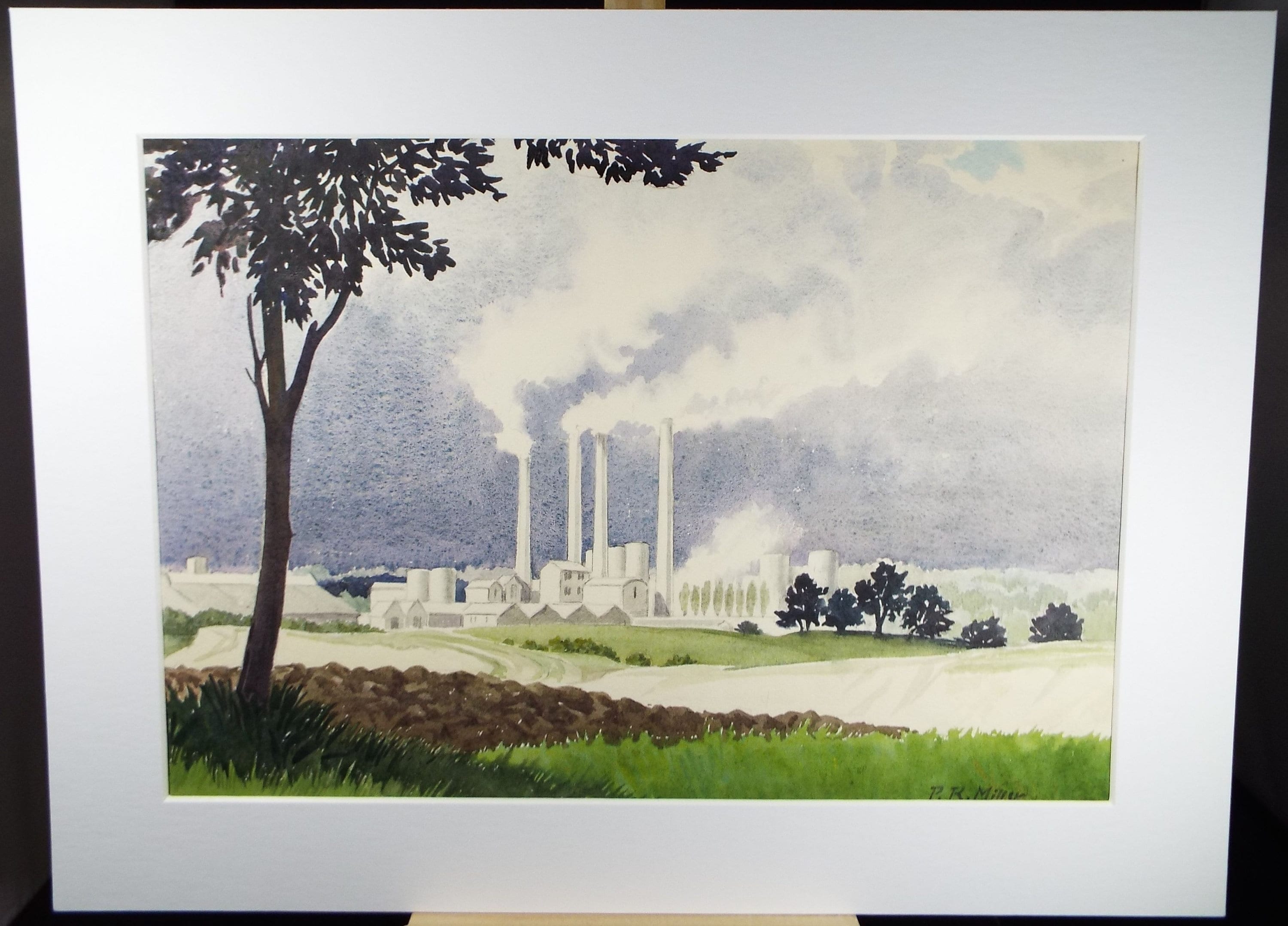 Original Watercolour, 'Factory Buildings' c1960's,  P.R. Miller