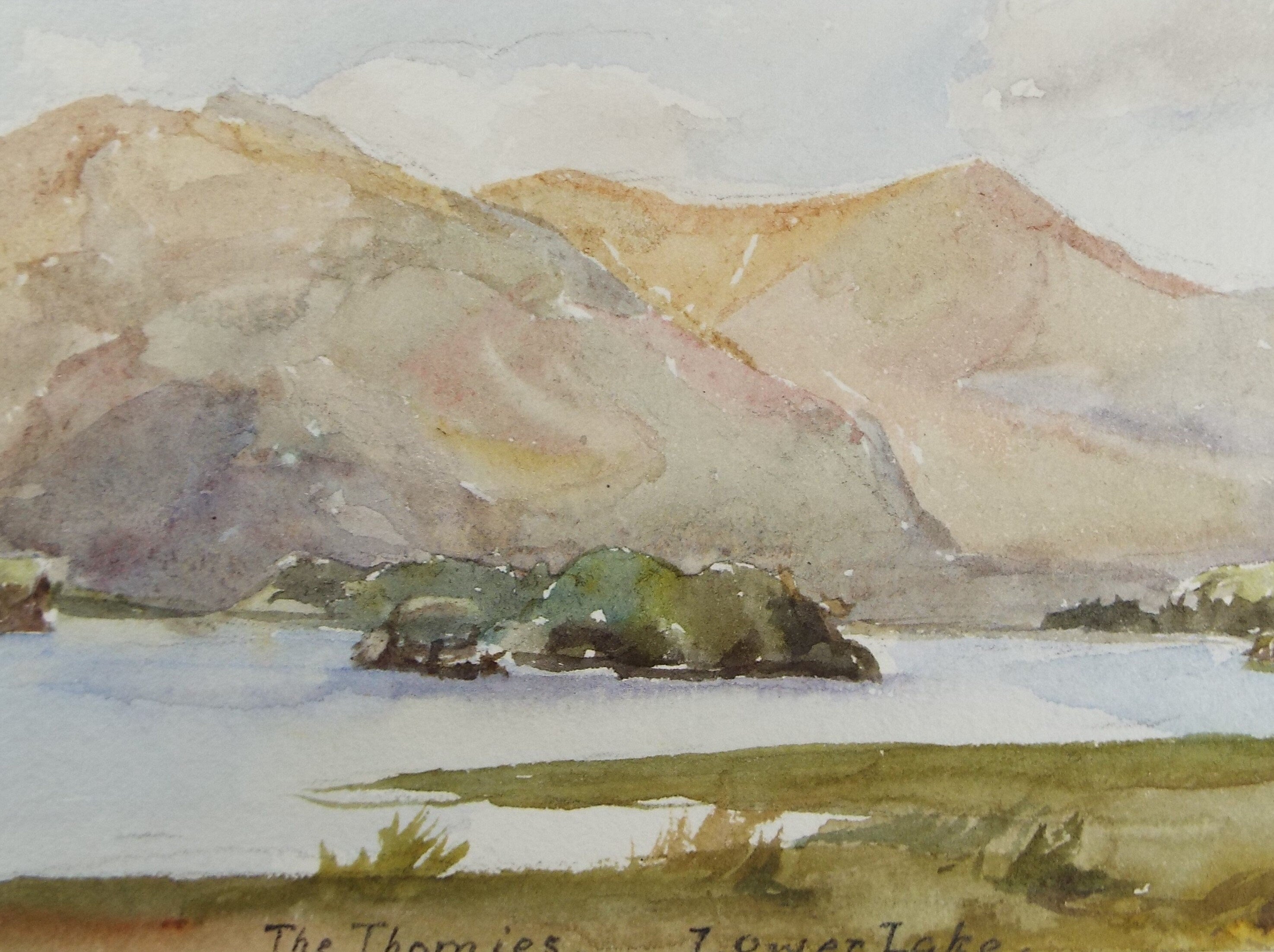 Original Watercolour on Paper,'The Thomies - Lower Lake', Circa 1930's , Artist Unknown