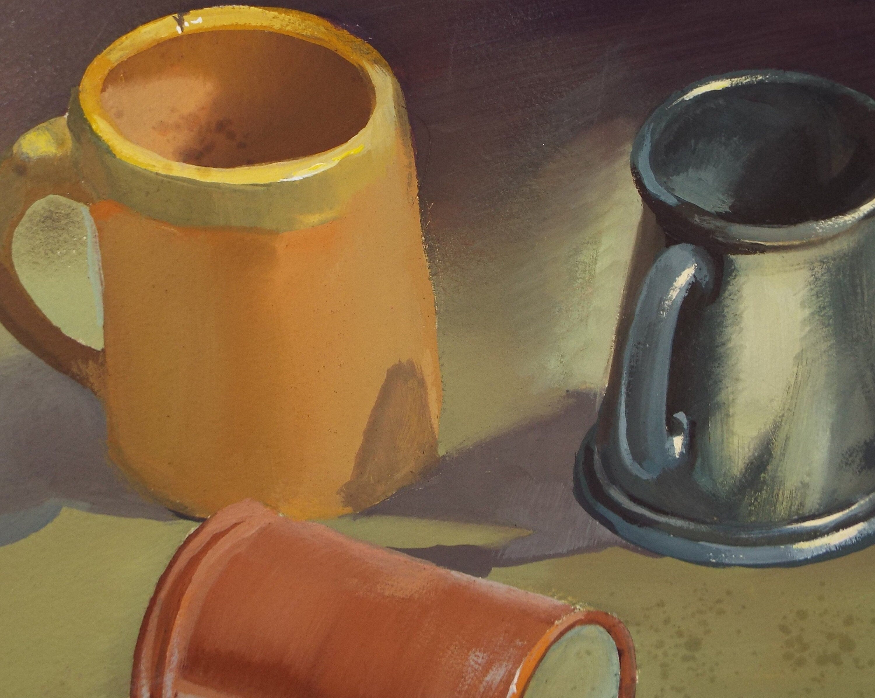 Original Watercolour, ' Study of Tankards', Circa 1950's, Artist Unknown