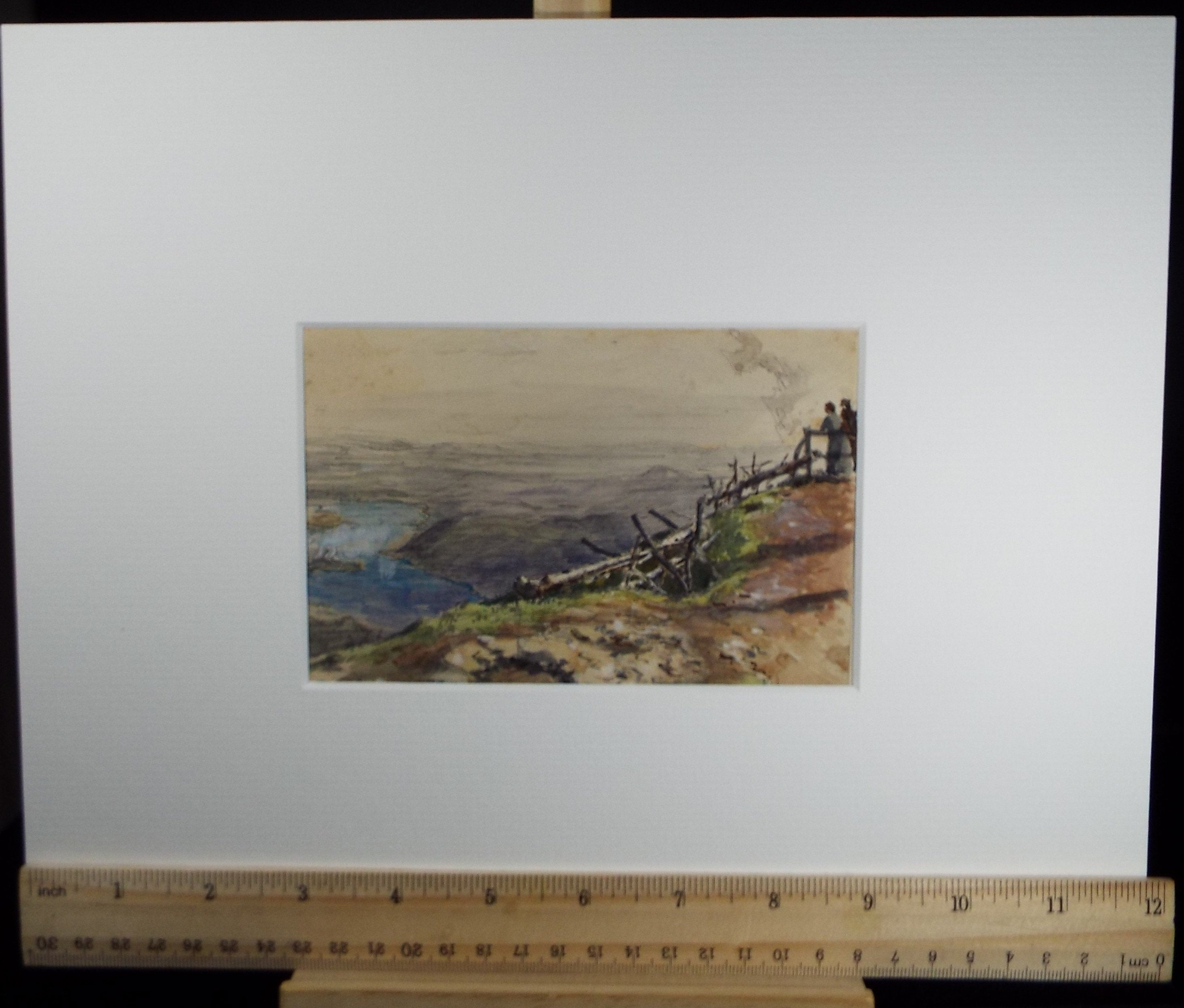 Original Watercolour, 'View from a Cliff with Figures'  ', Susan Beatrice Pearce (1878-1980), Circa 1920