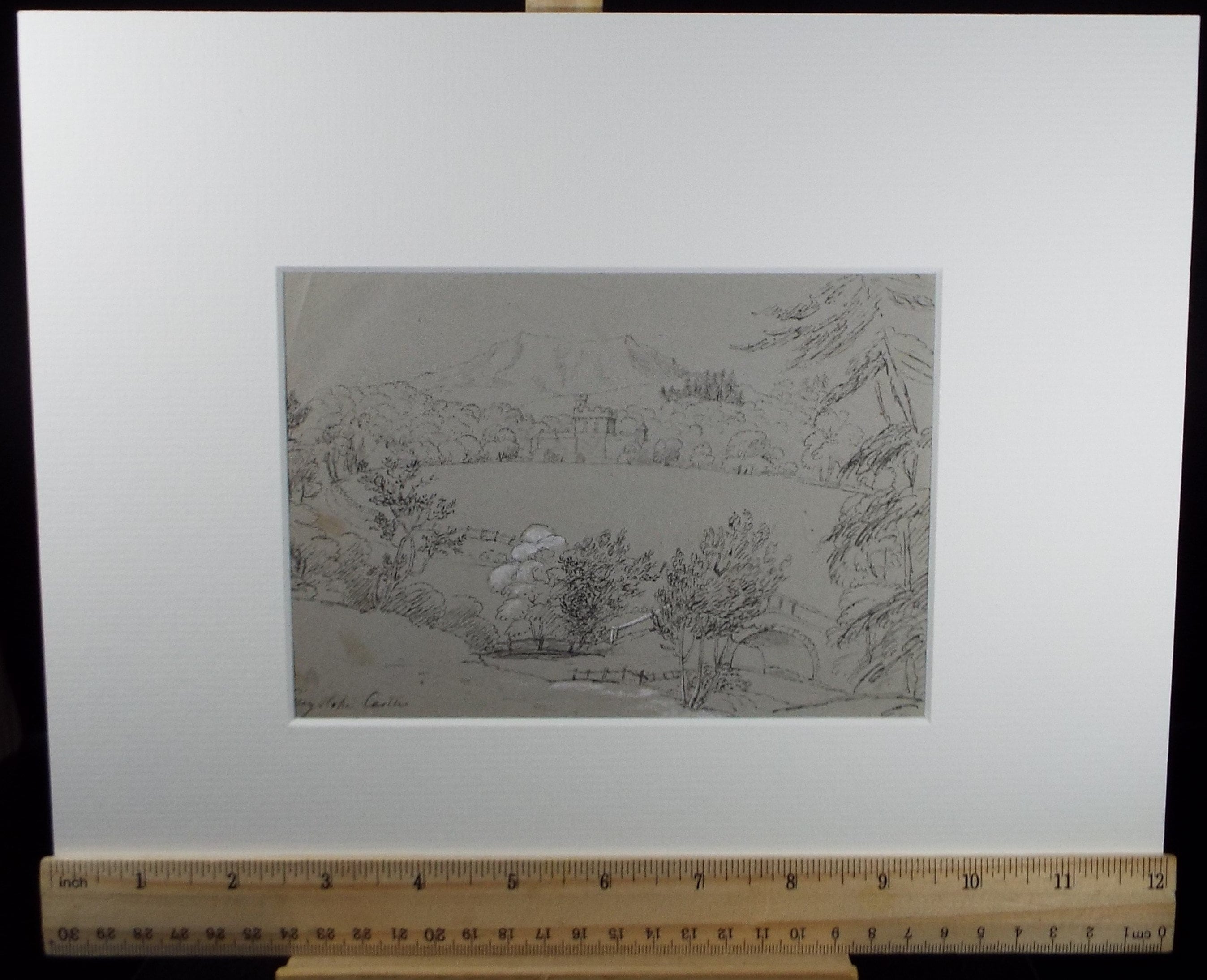 Original Pen & ink drawing, 'Greystoke Castle', Unknown Artist - Late 19th Century