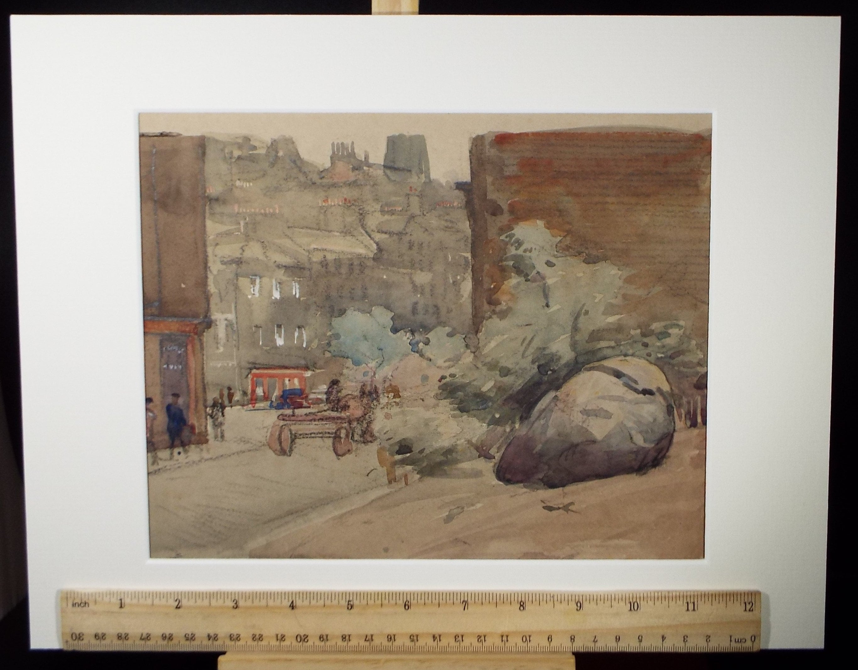 Original Watercolour ,'Looking into the Grassmarket', William Walls 1860-1942 ARSA, RSW, RSA, circa 1920's