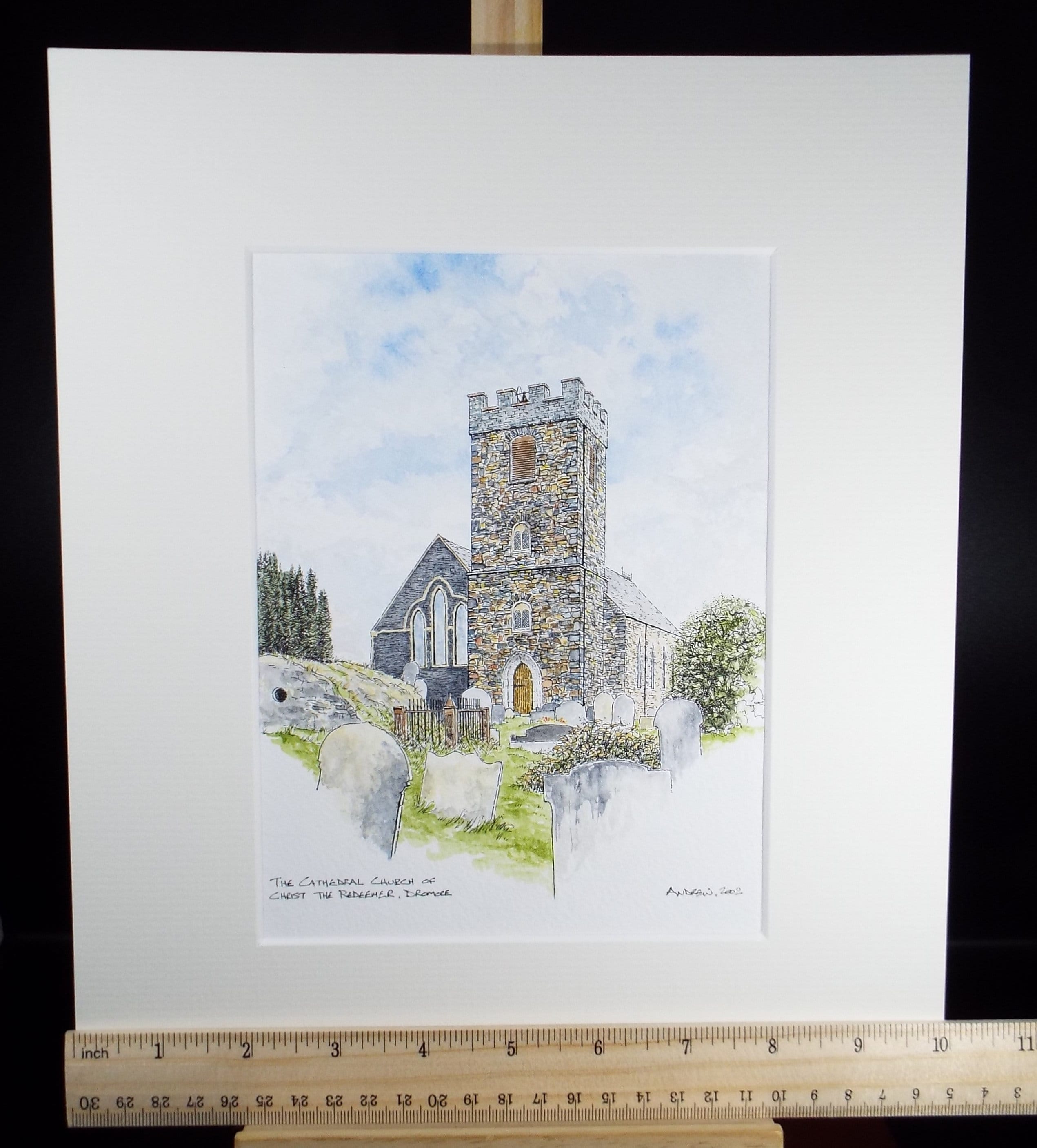 Original Watercolour, 'Cathedral Church, Dromer'', Dated 2002, Signed Andrew