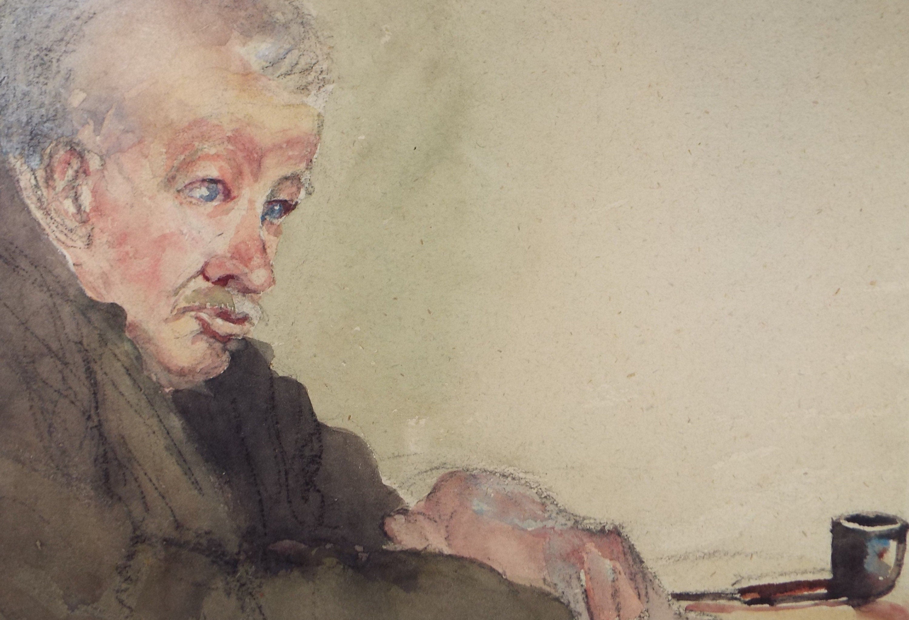Original Watercolour Sketch,'Mr Grerenwood, Circa 1950's, Hilda Burford (1887-1957)