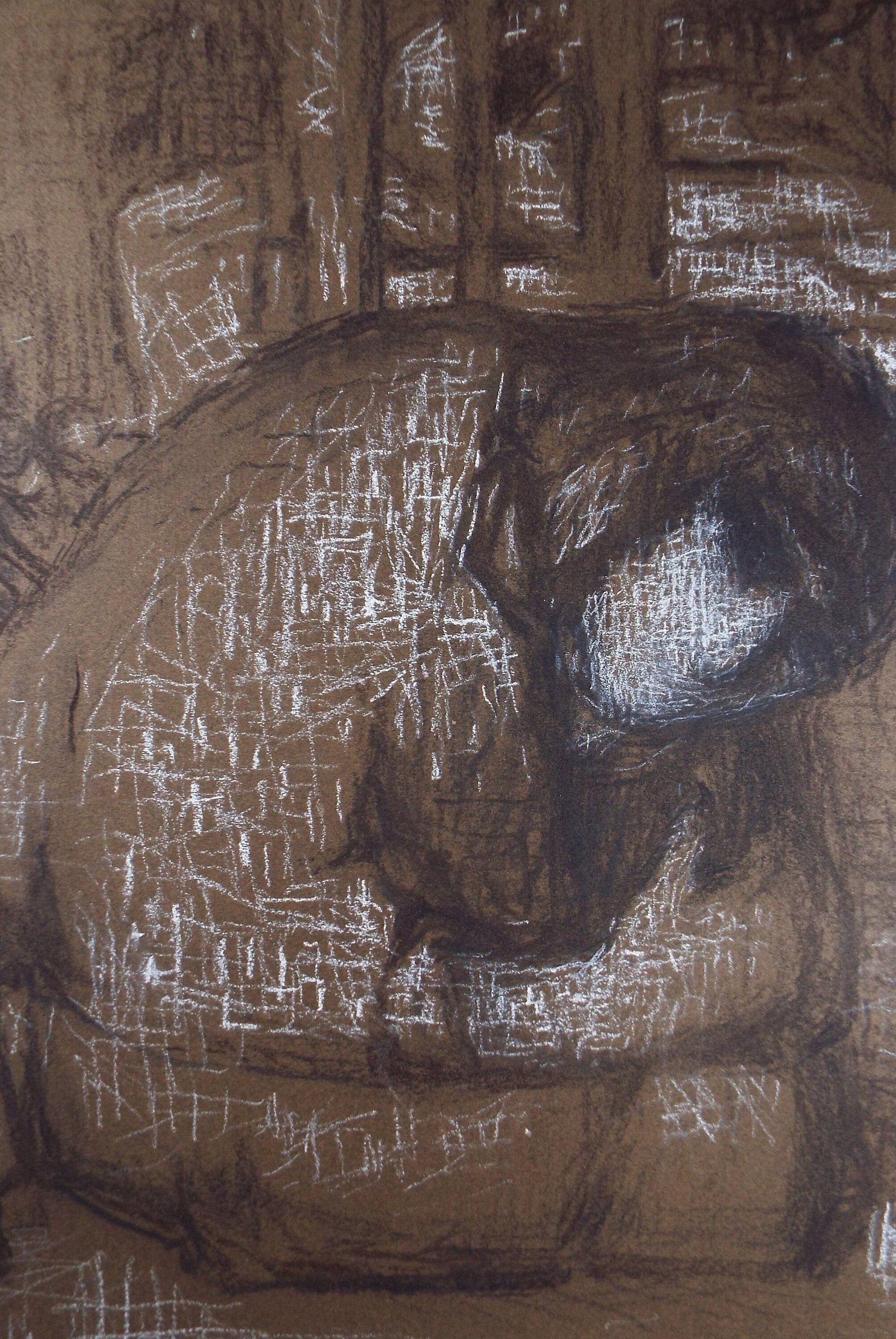 Original Pastel Drawing ,'Crouching Figure', Circa 1990's, Mariota Bosanquet (1923-2022)