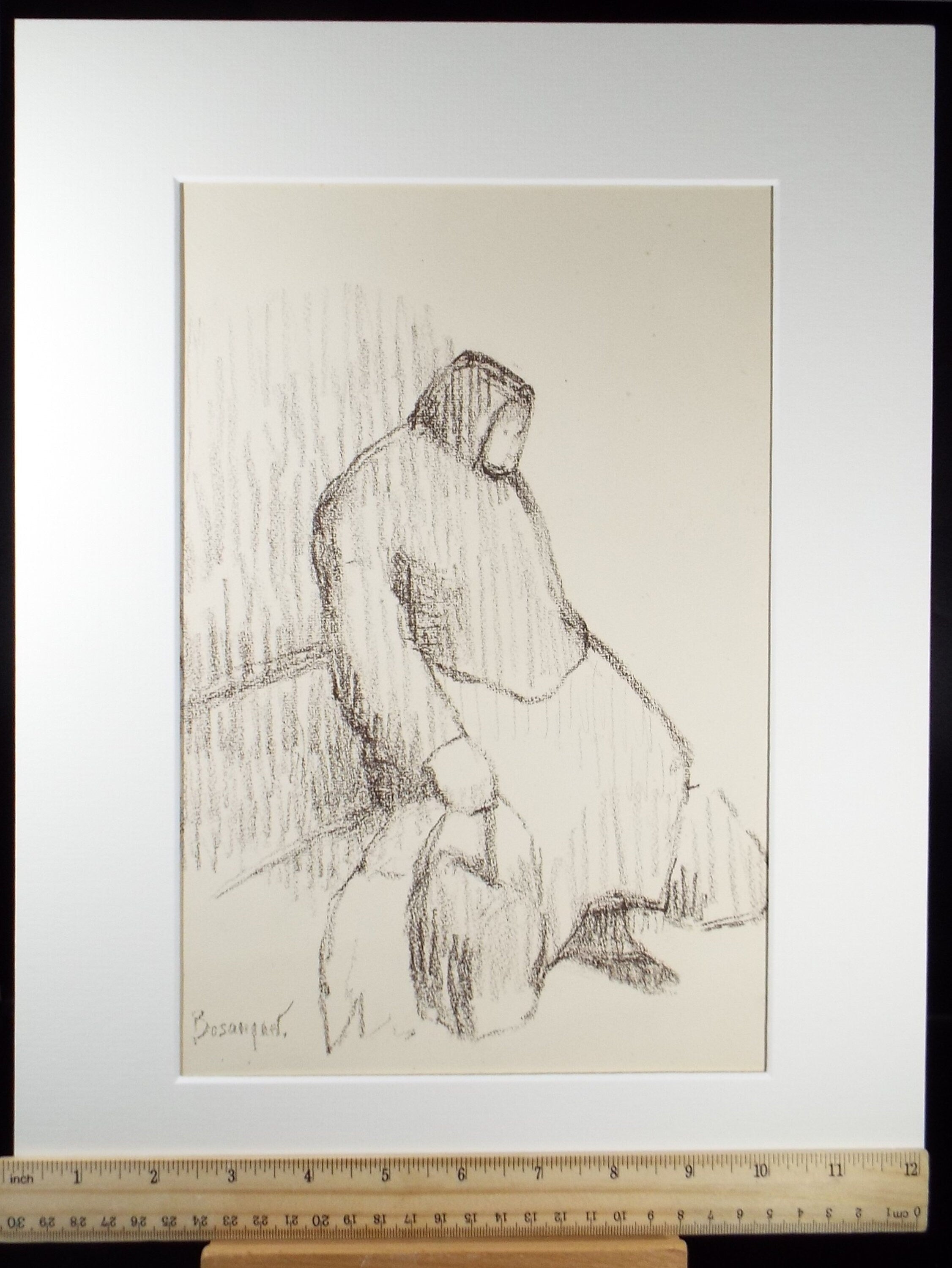 Original Pastel Drawing,'Bag Lady', circa 1990, Mariota Bosanquet (1923-2022)