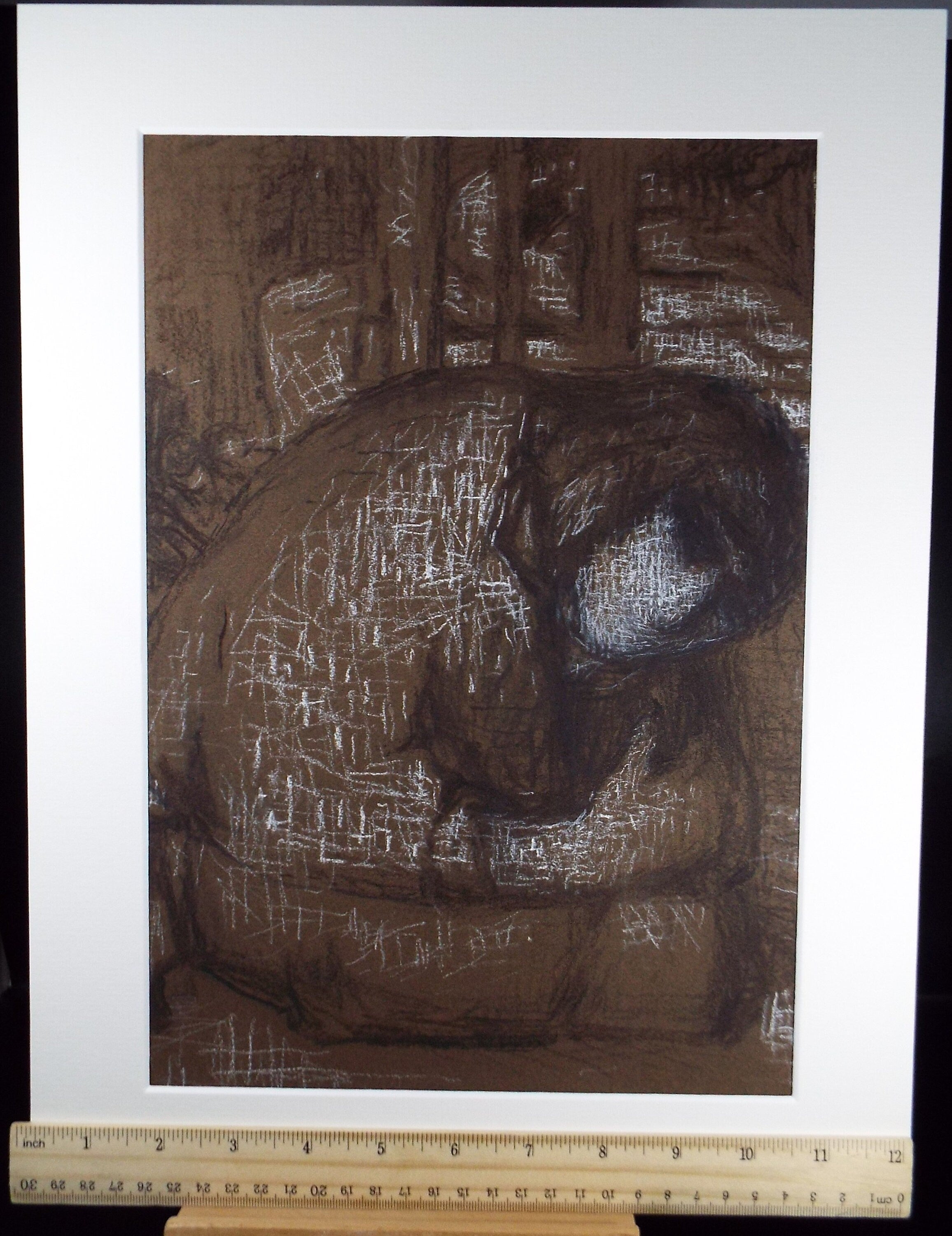 Original Pastel Drawing ,'Crouching Figure', Circa 1990's, Mariota Bosanquet (1923-2022)