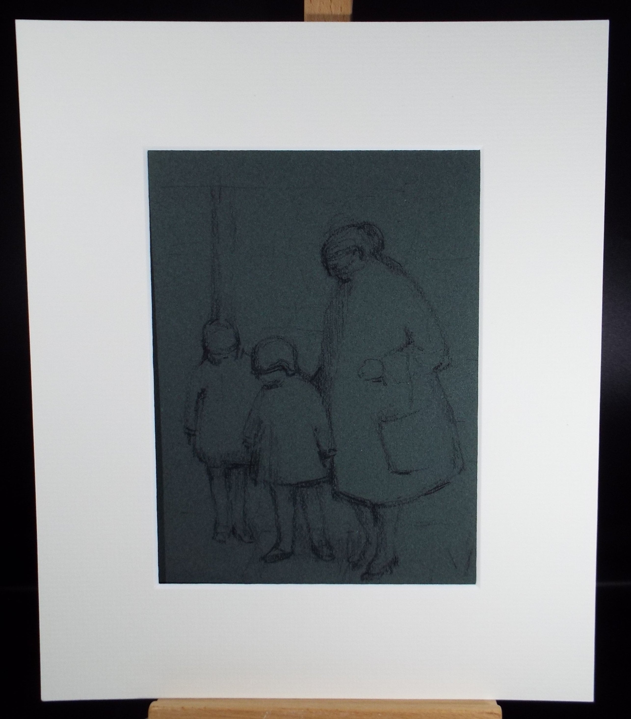 Original Pastel Drawing on brown paper,'Mother and Children', circa 1990, Mariota Bosanquet (1923-2022)
